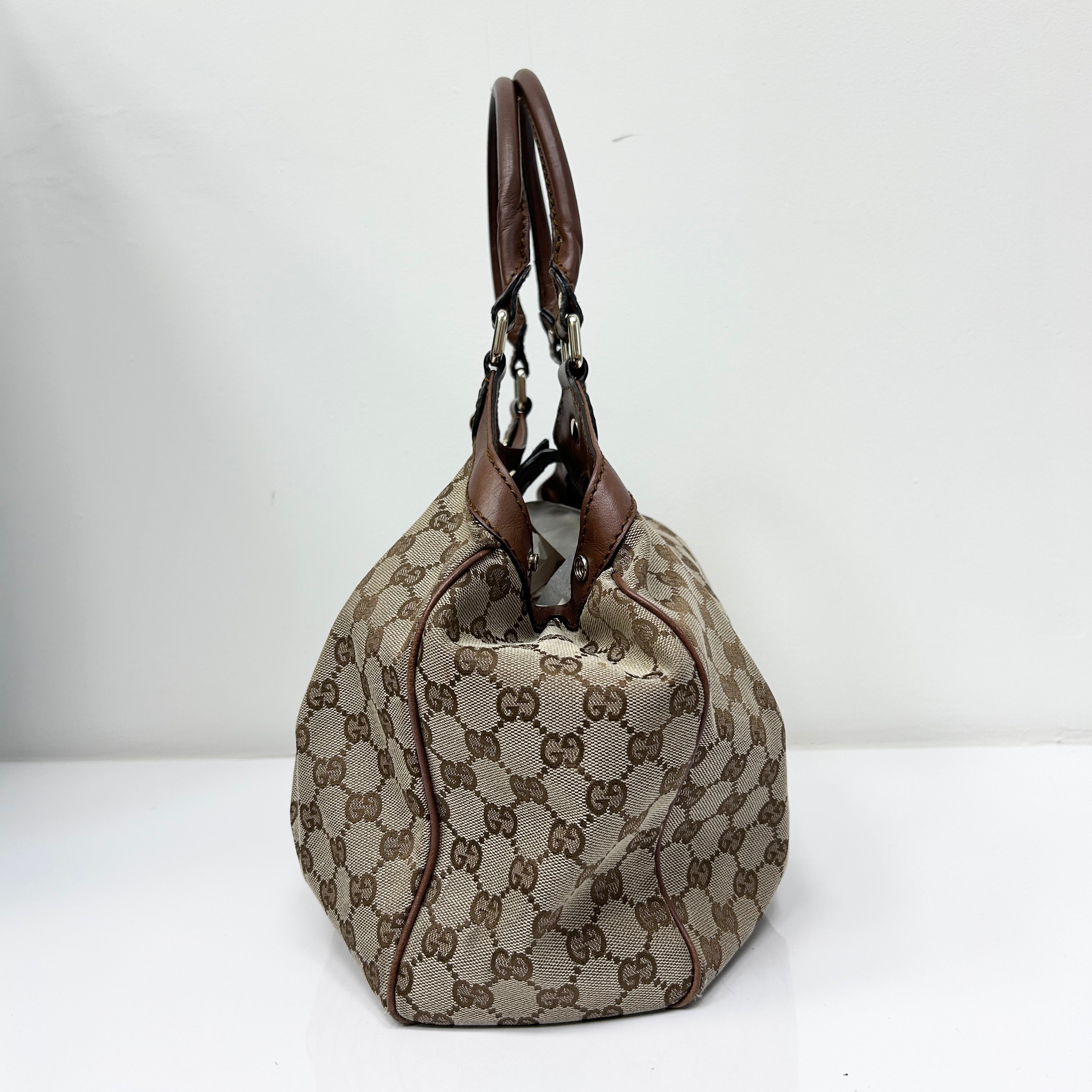 Beige/Brown GG Canvas Medium Sukey Tote Bag