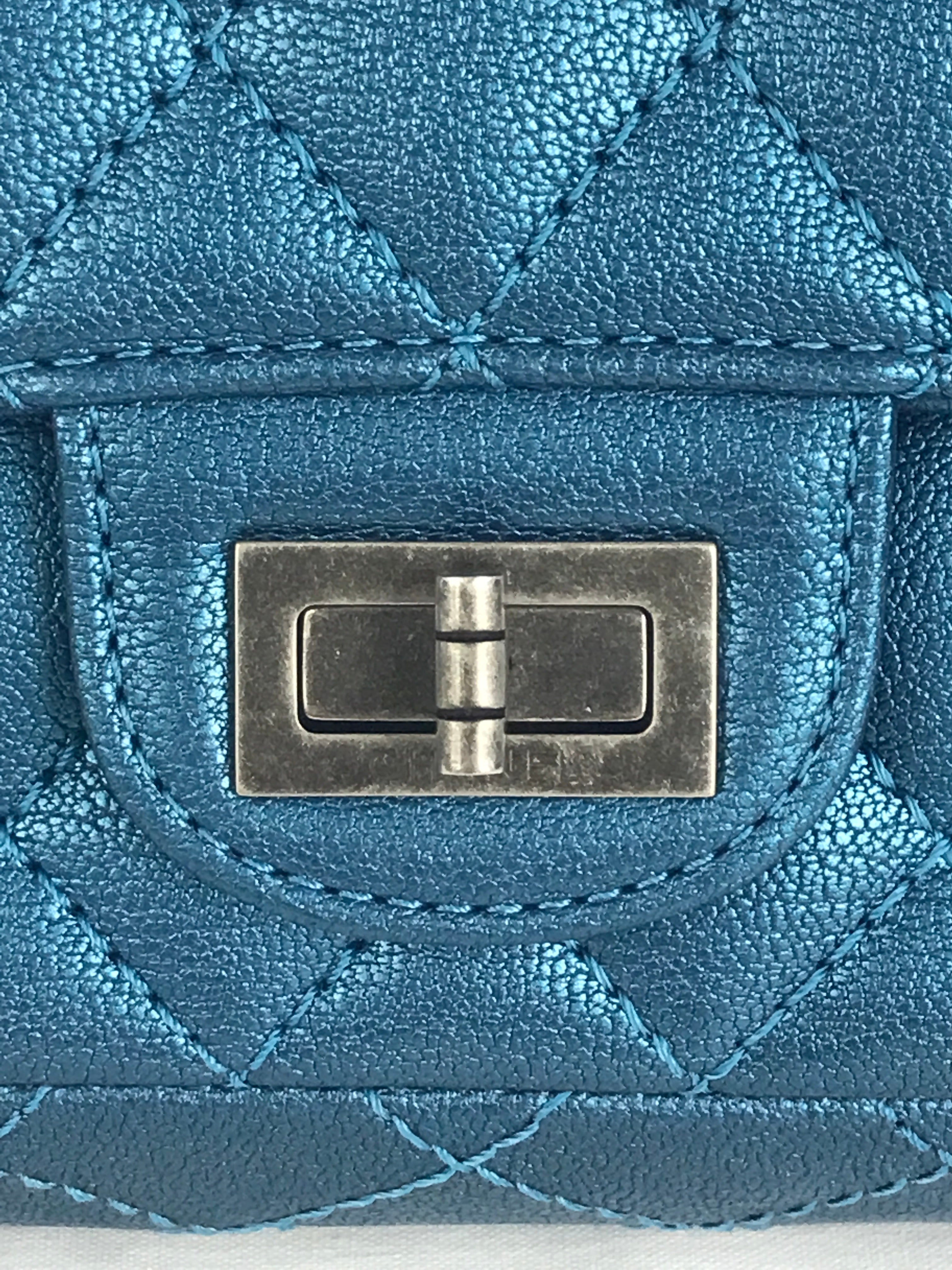 Blue Iridescent Quilted Mini Reissue W/RHW