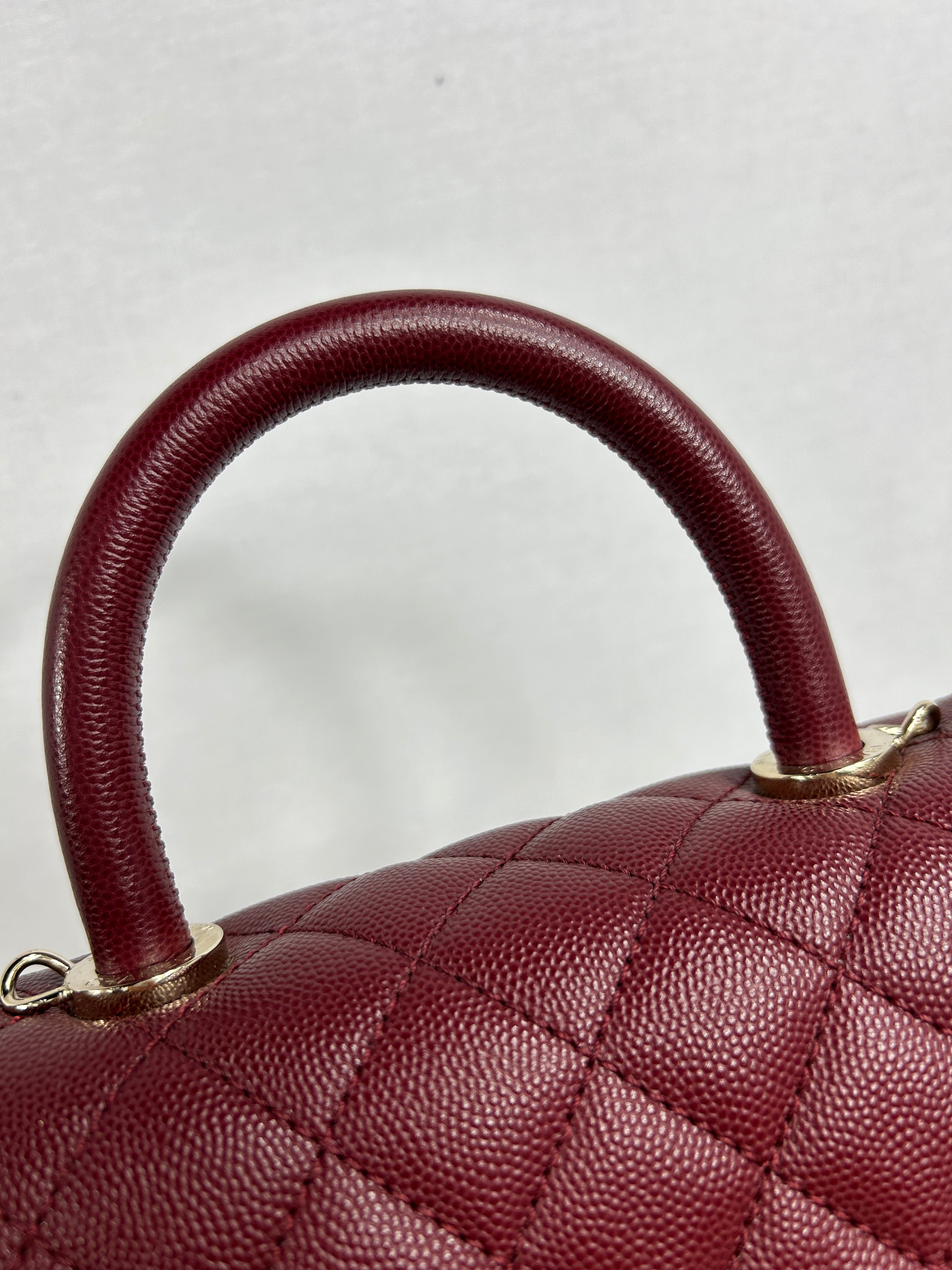 Burgundy Small Caviar Quilted Coco Handle w/GHW