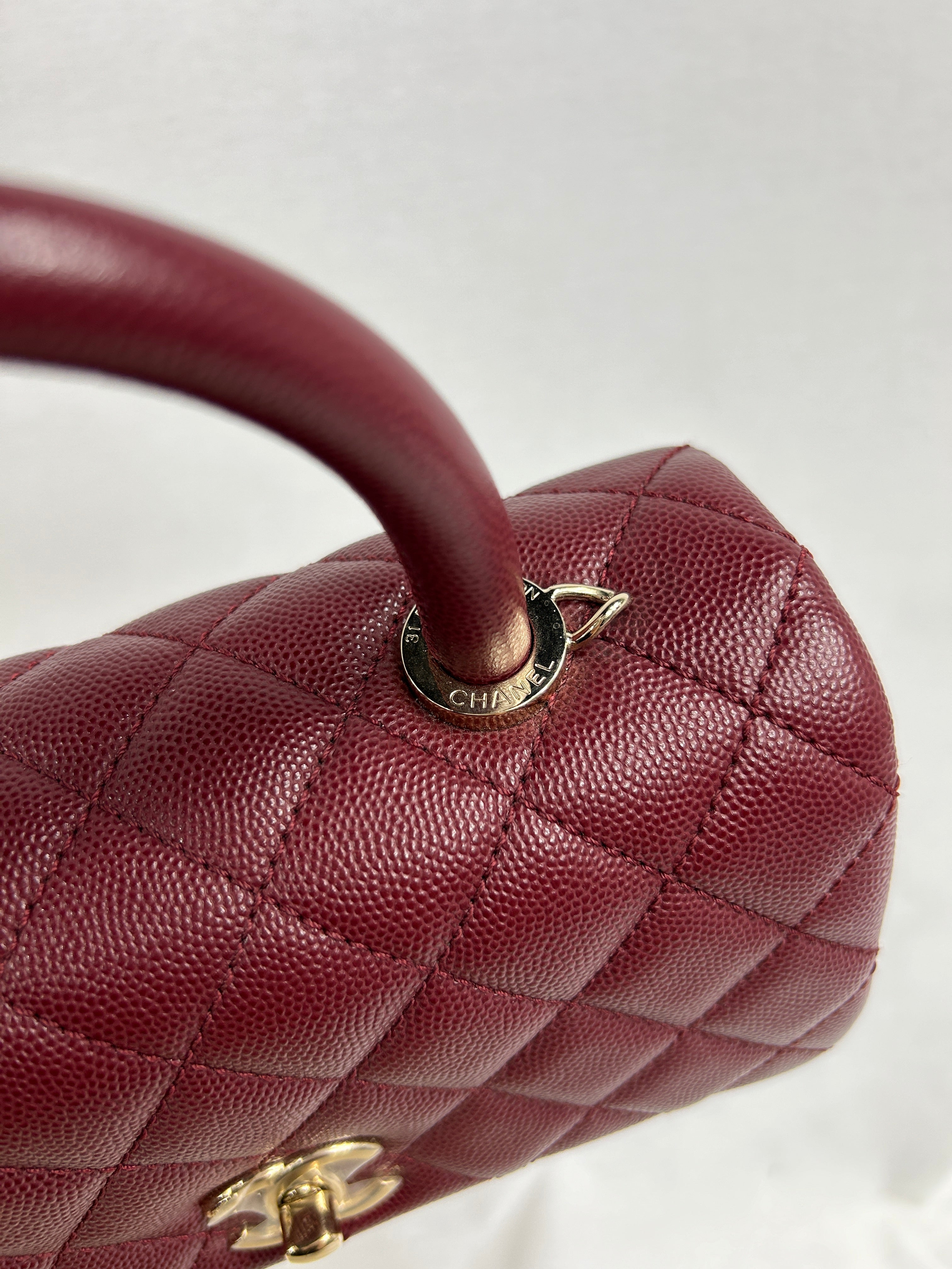 Burgundy Small Caviar Quilted Coco Handle w/GHW