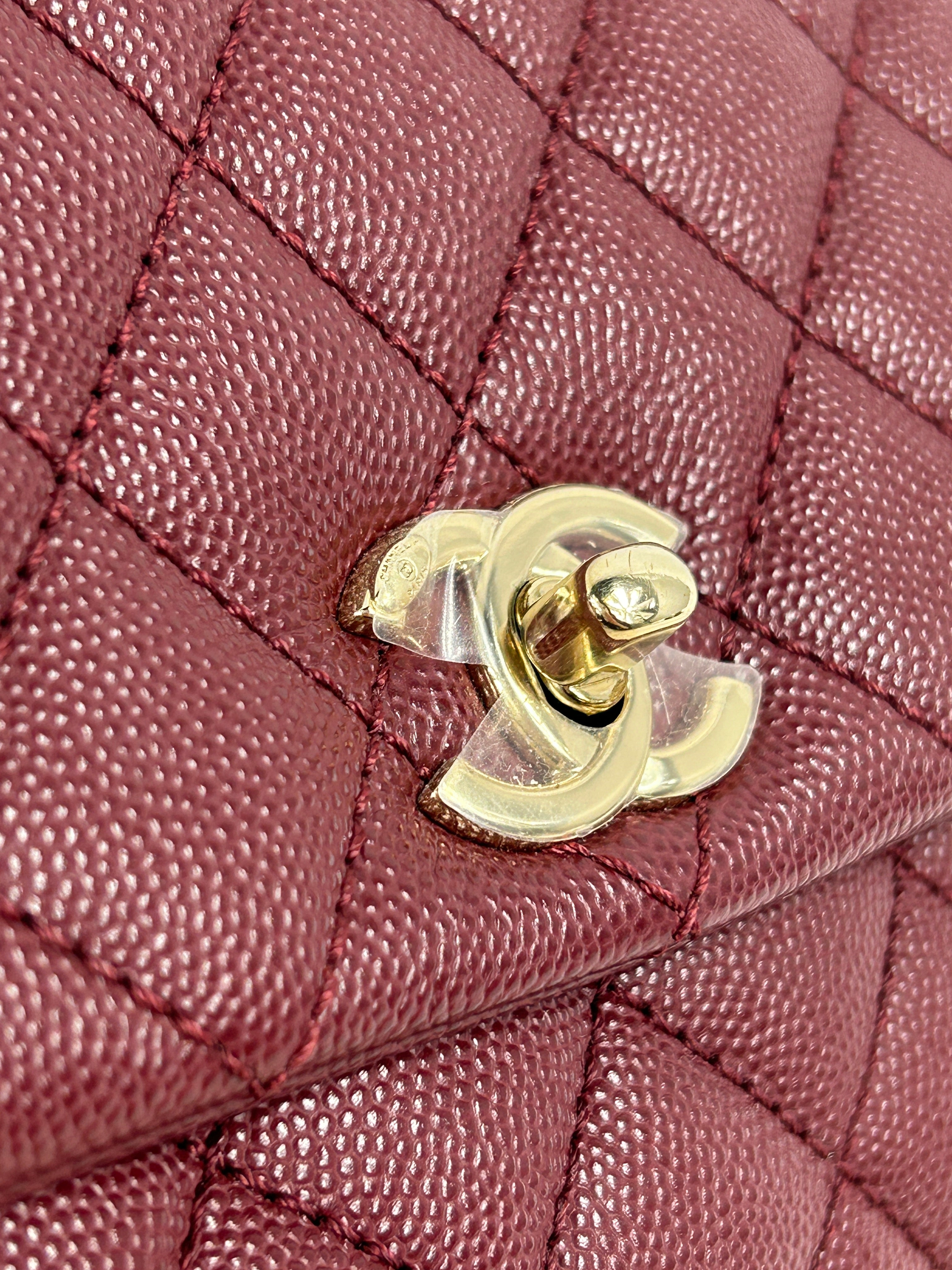 Burgundy Small Caviar Quilted Coco Handle w/GHW