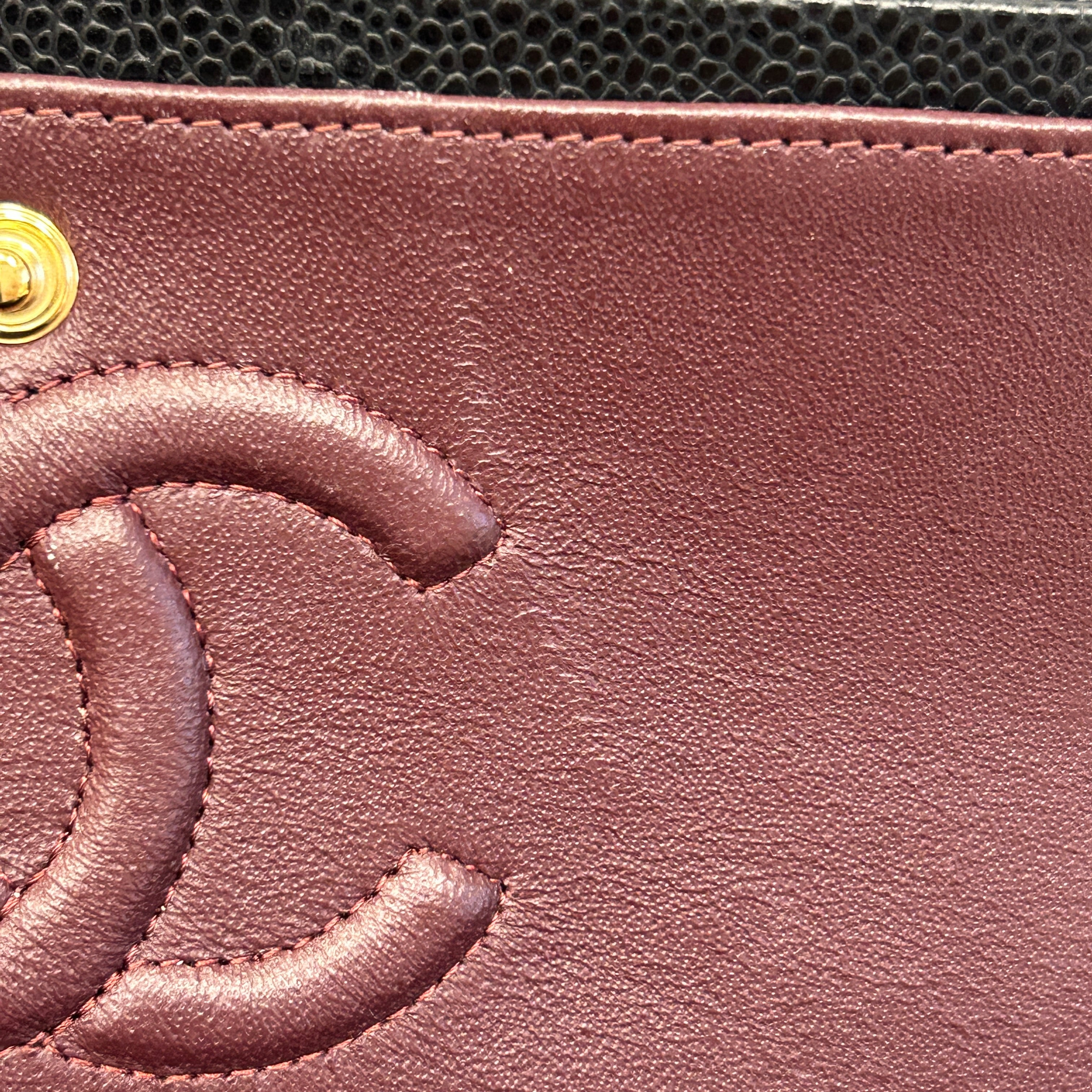 Black Quilted Caviar Leather Classic Medium Double Flap Bag w/GHW