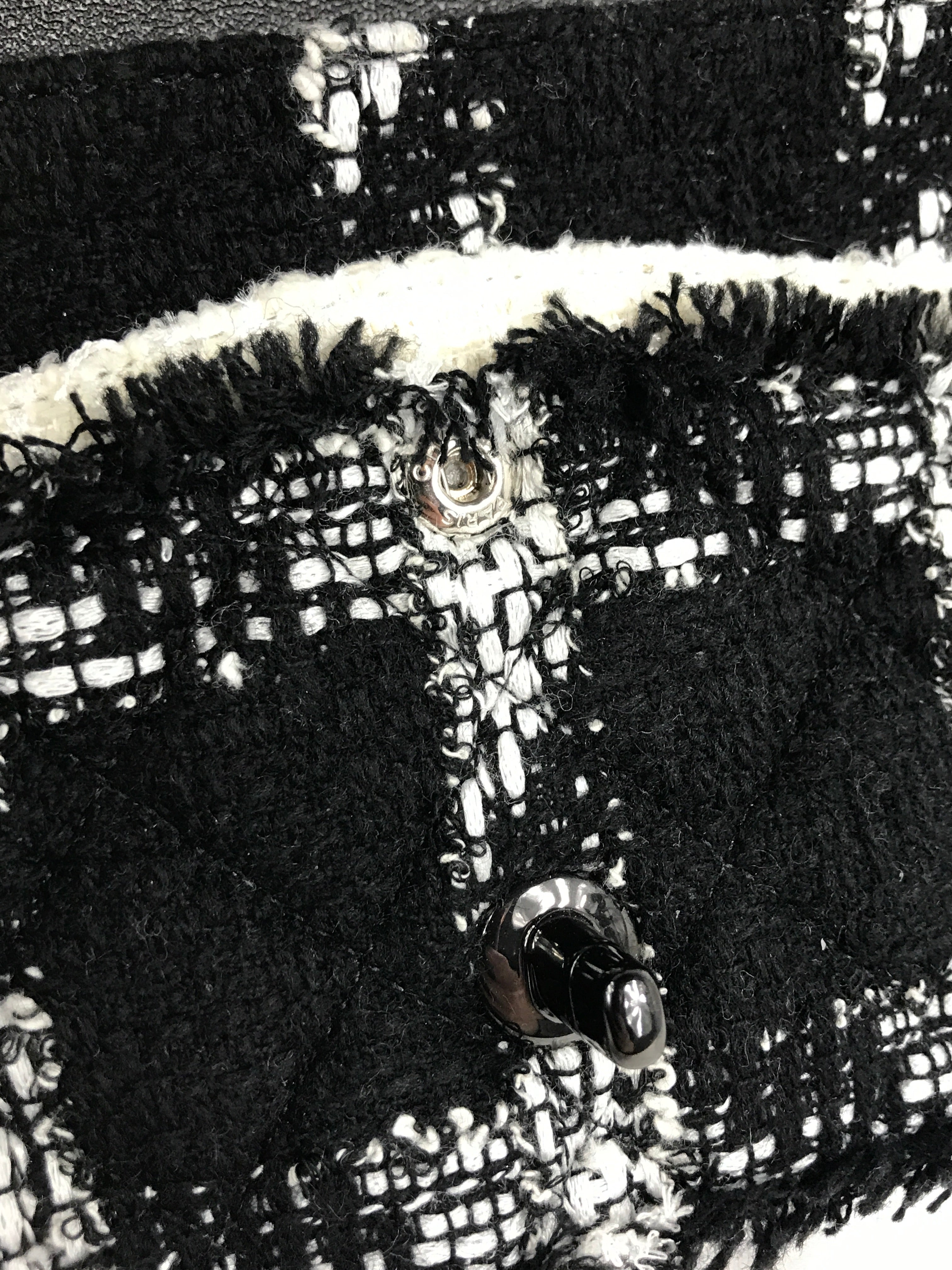 Black/White Tweed Double Flap Medium So Black Bag