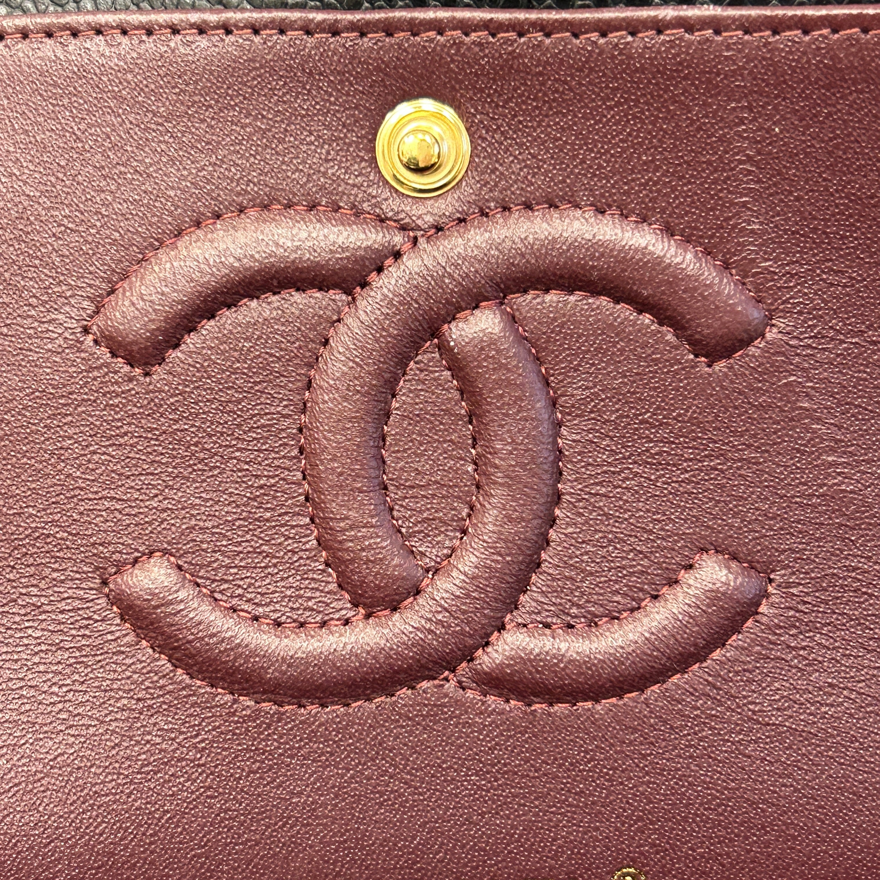 Black Quilted Caviar Leather Classic Medium Double Flap Bag w/GHW