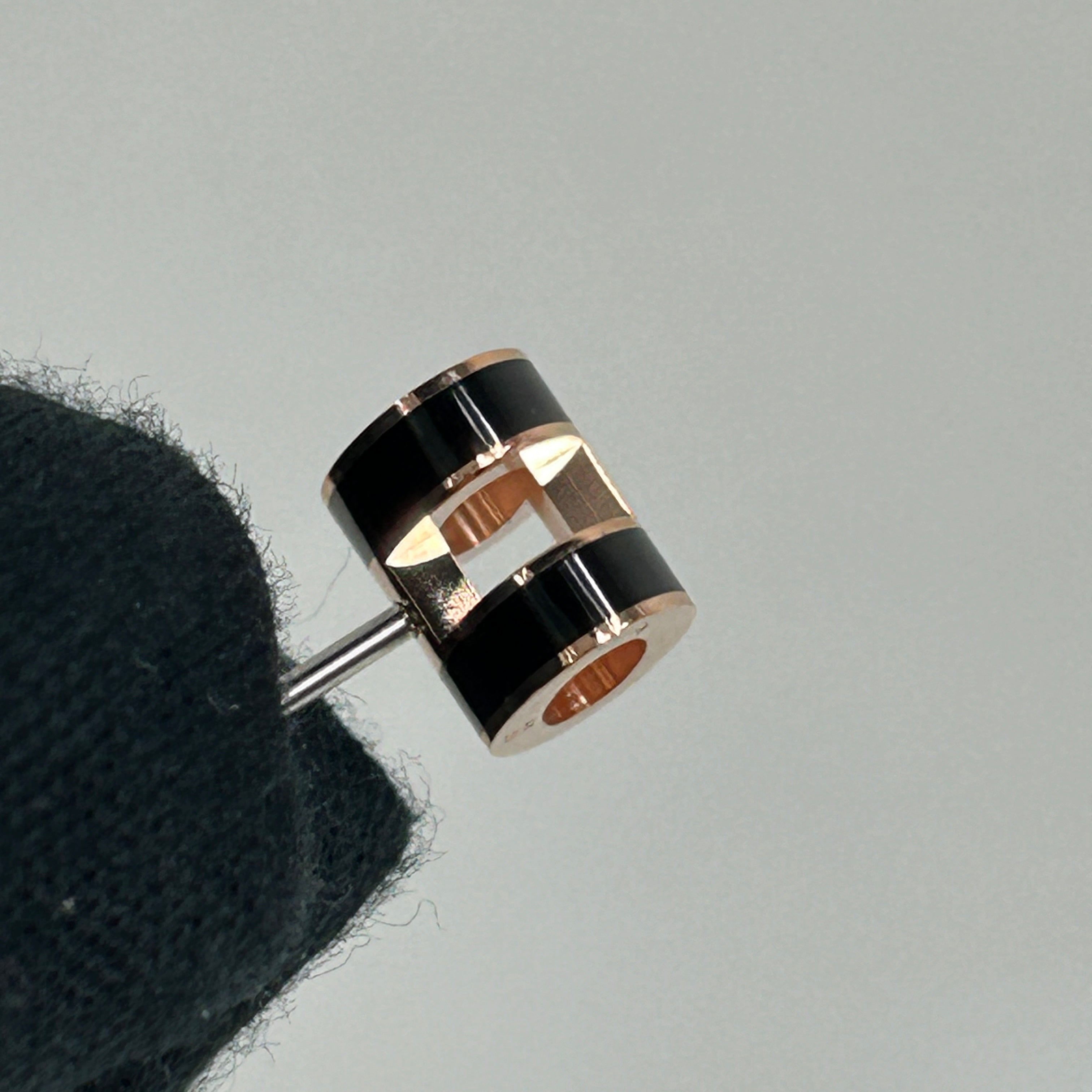 Black Rose Gold Plated Mini Pop H Earrings