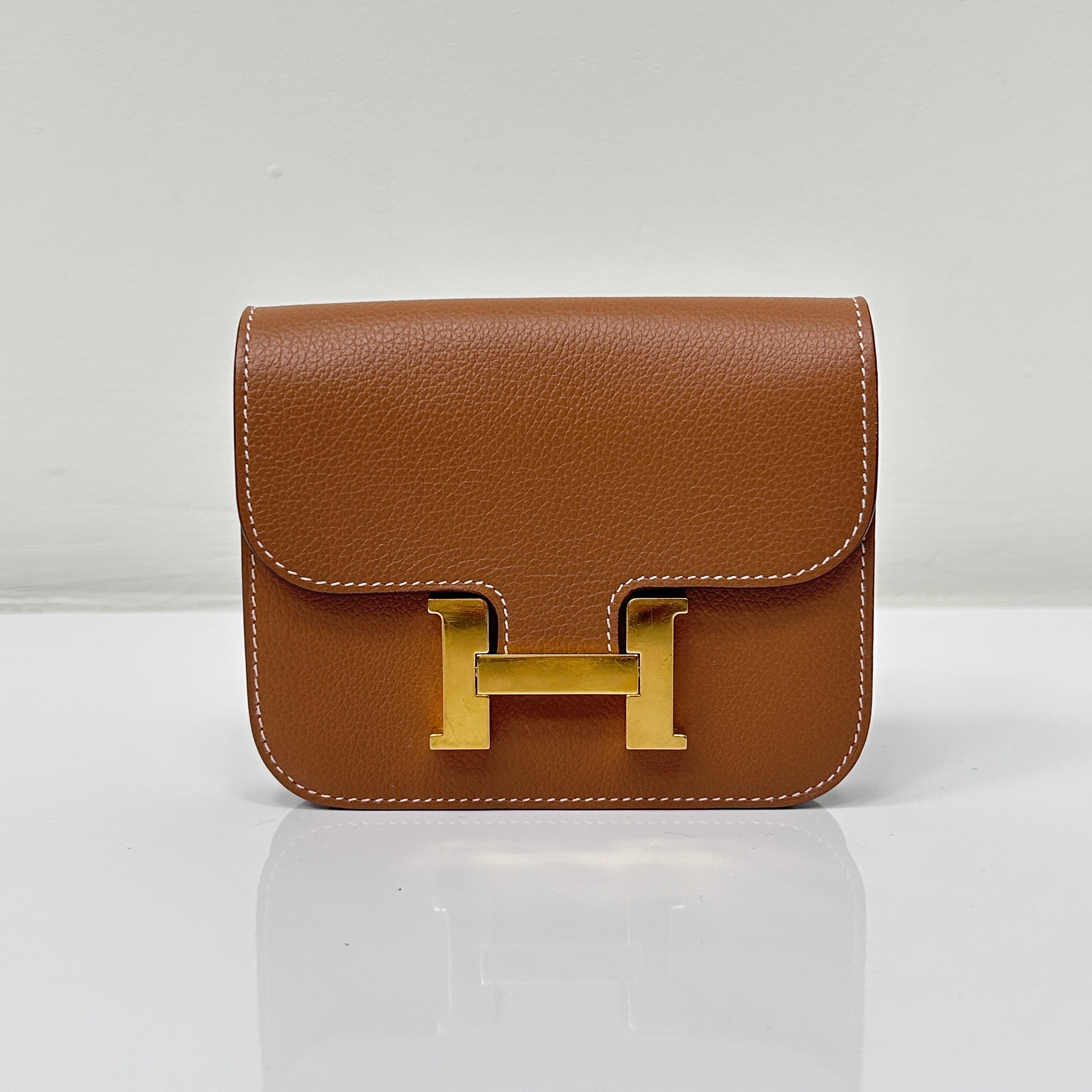 Gold Constance Slim Compact Wallet w/GHW