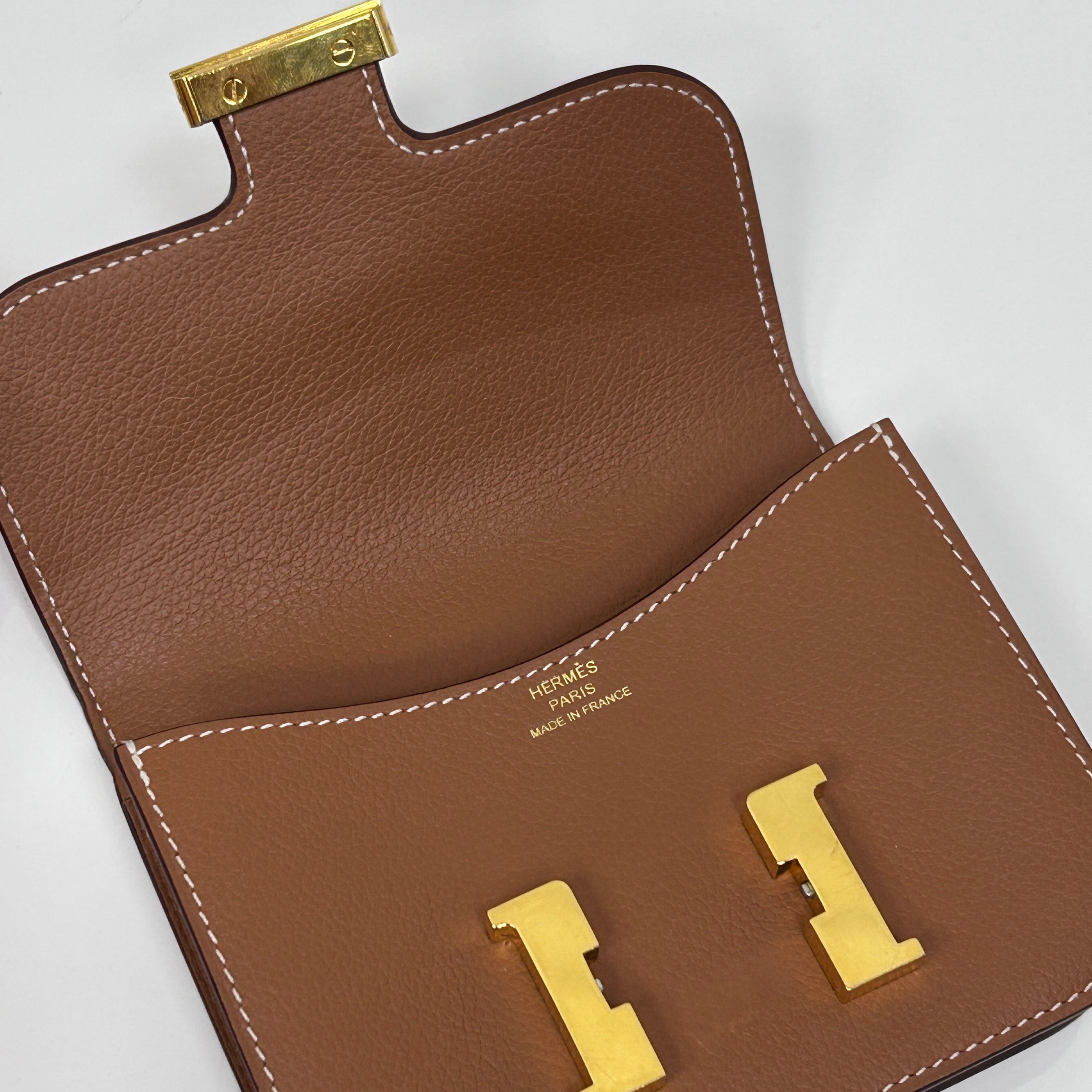 Gold Constance Slim Compact Wallet w/GHW