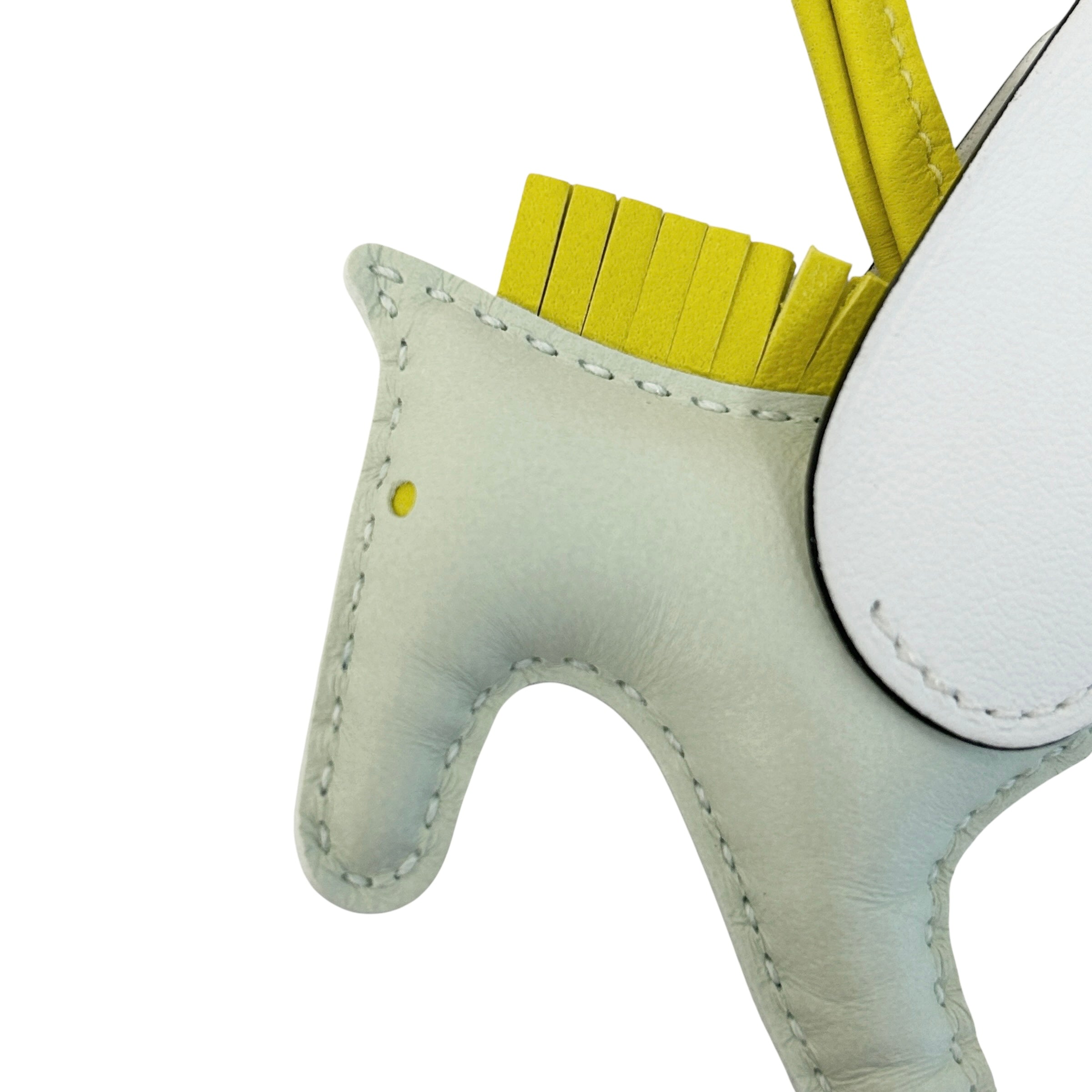 Vert Fizz/Lemon Yellow/White Lambskin Leather Pegase PM Bag Charm - Haute Classics