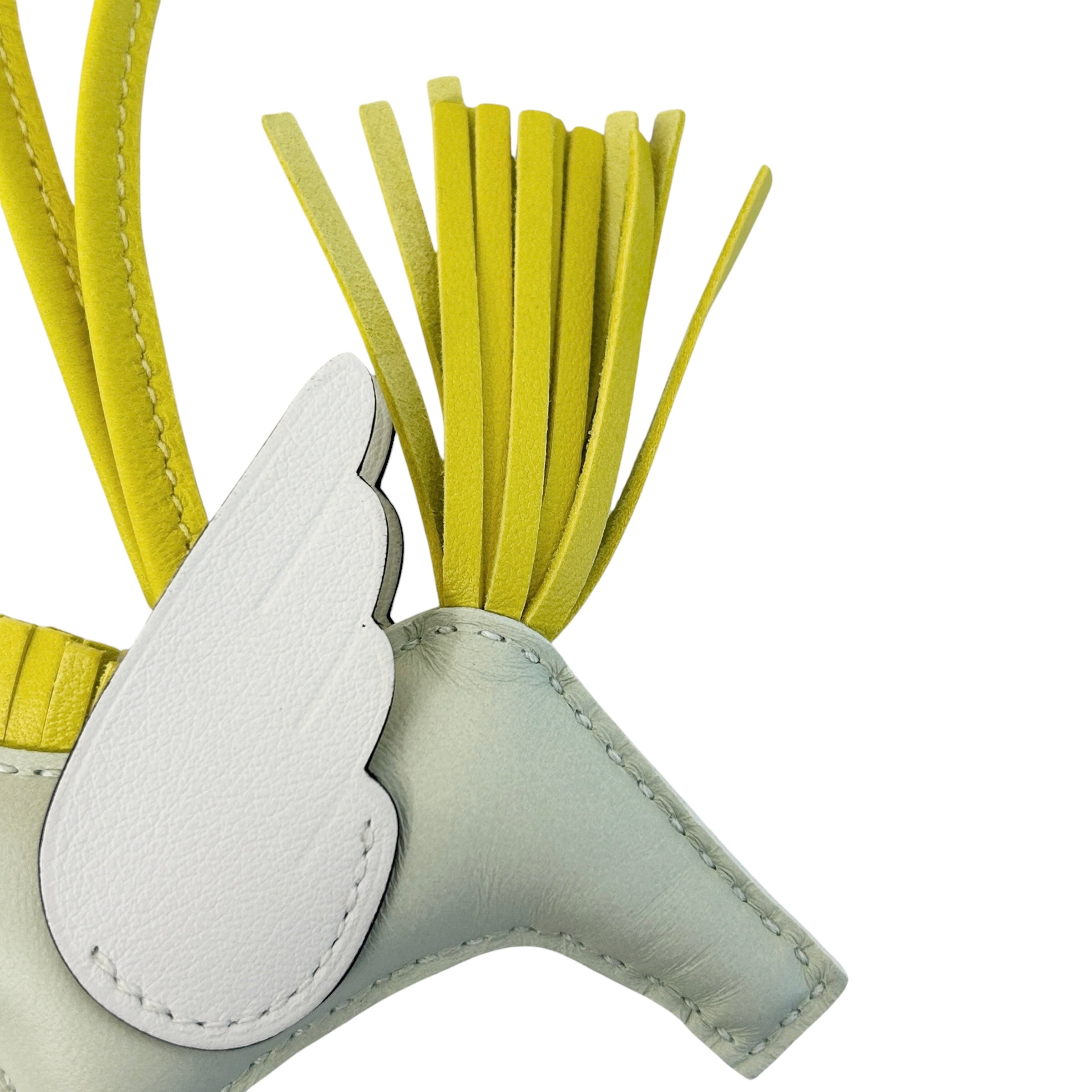 Vert Fizz/Lemon Yellow/White Lambskin Leather Pegase PM Bag Charm - Haute Classics