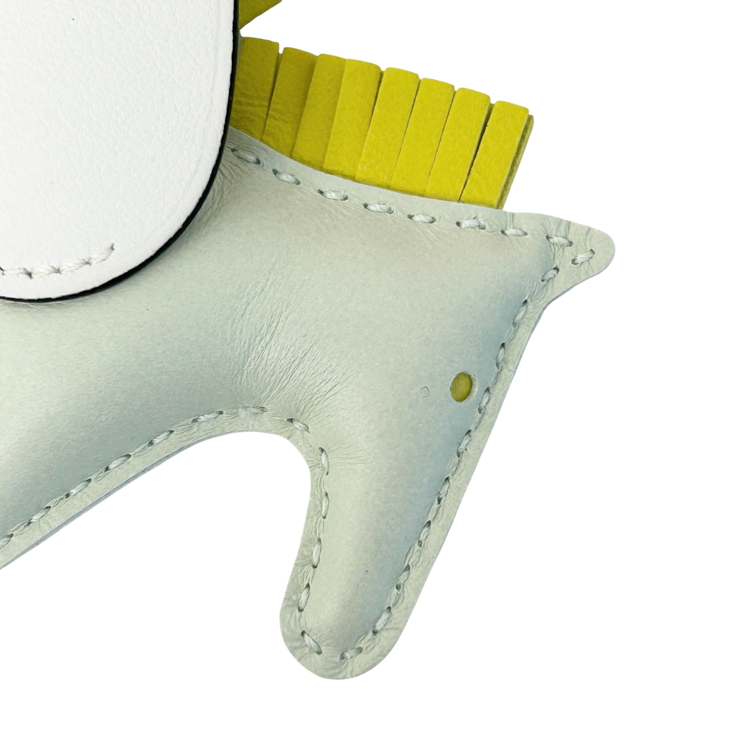 Vert Fizz/Lemon Yellow/White Lambskin Leather Pegase PM Bag Charm - Haute Classics