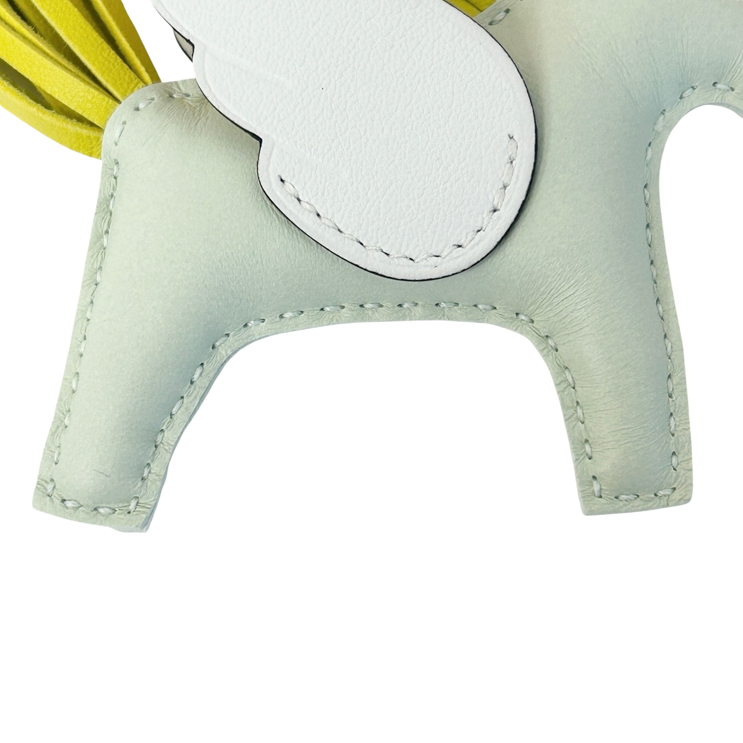 Vert Fizz/Lemon Yellow/White Lambskin Leather Pegase PM Bag Charm - Haute Classics
