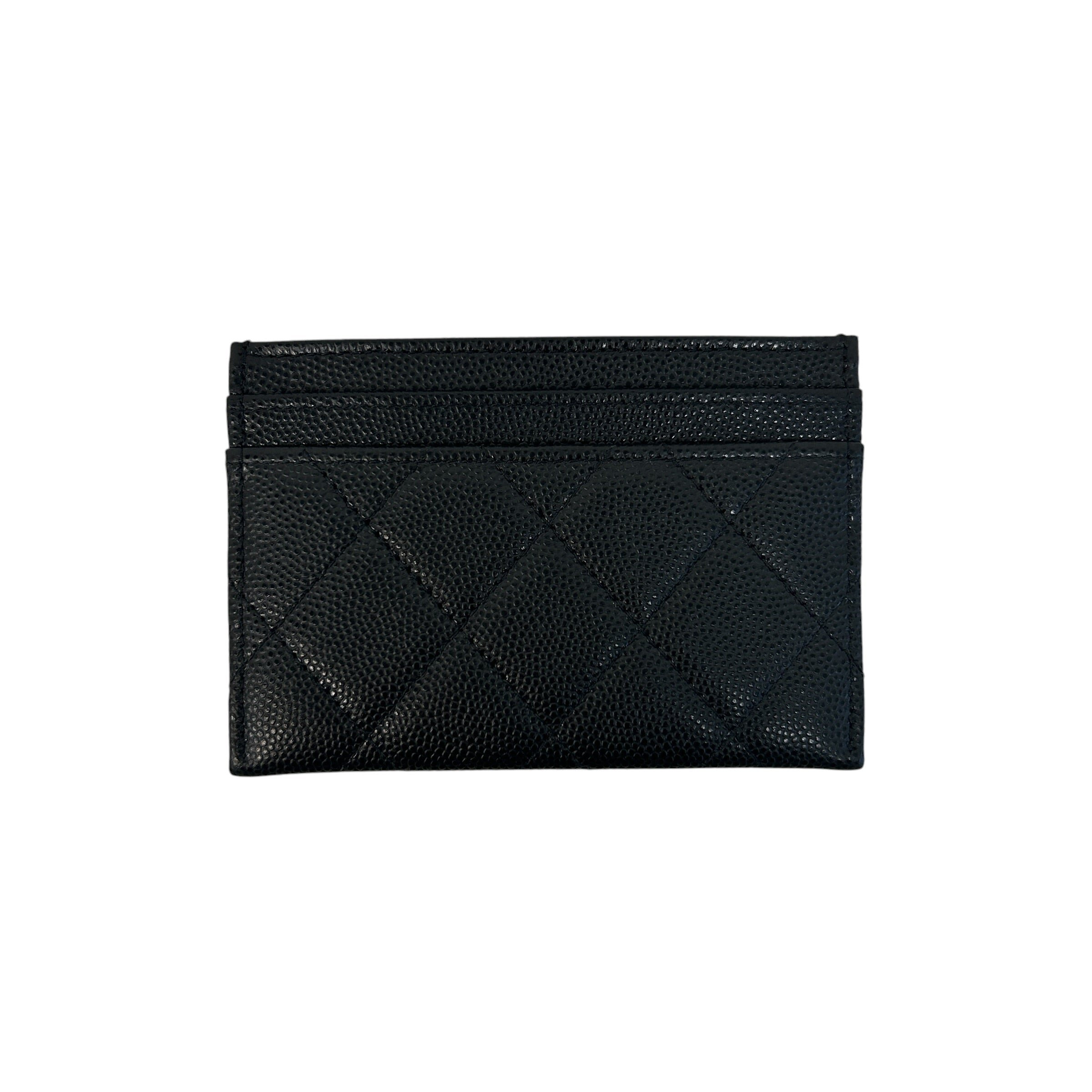 Black Caviar Quilted Card Holder w/Black Cystal CC - Haute Classics