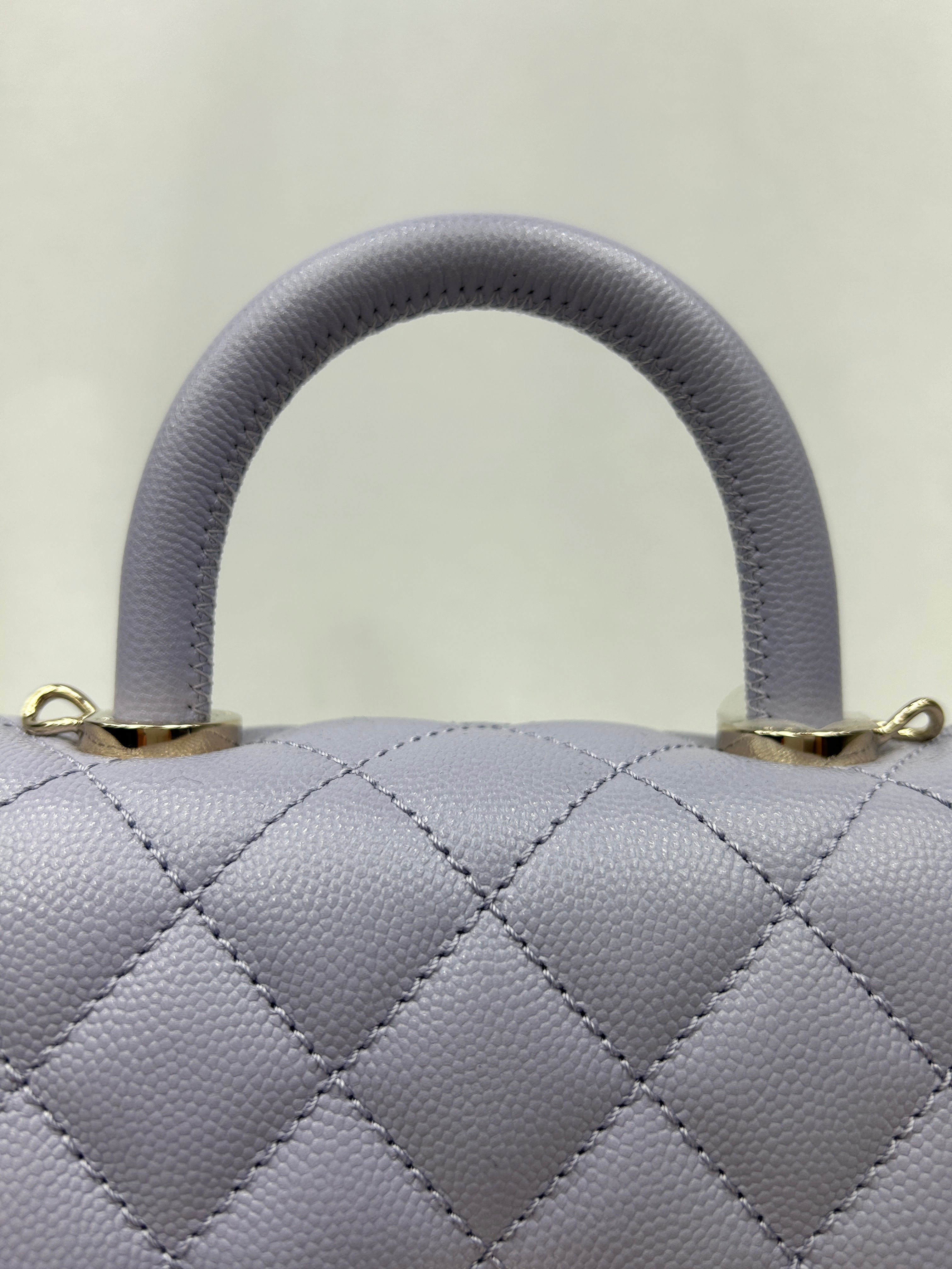 Light Purple Caviar Quilted Coco Mini Top Handle Flap Bag W/LGHW