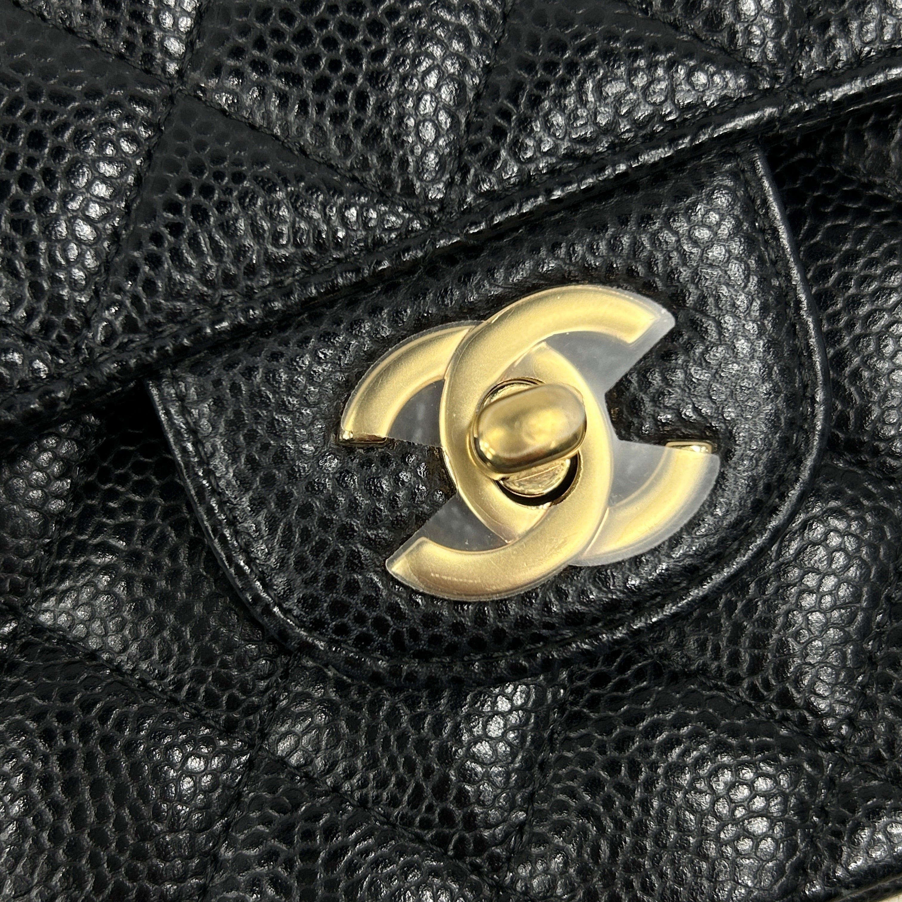 Black Caviar Quilted Small Double Flap Classic Flap w/GHW