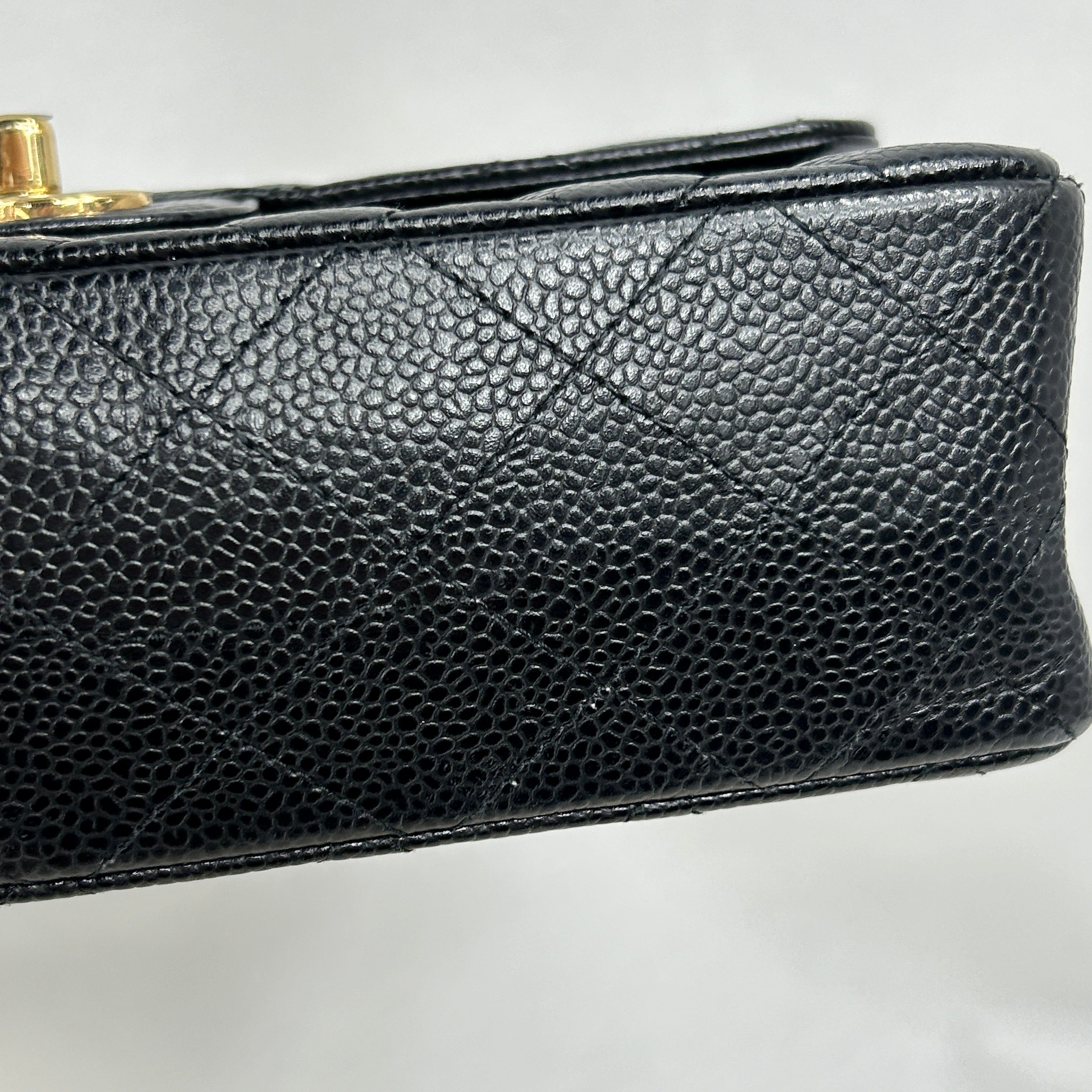 Black Caviar Quilted Small Double Flap Classic Flap w/GHW