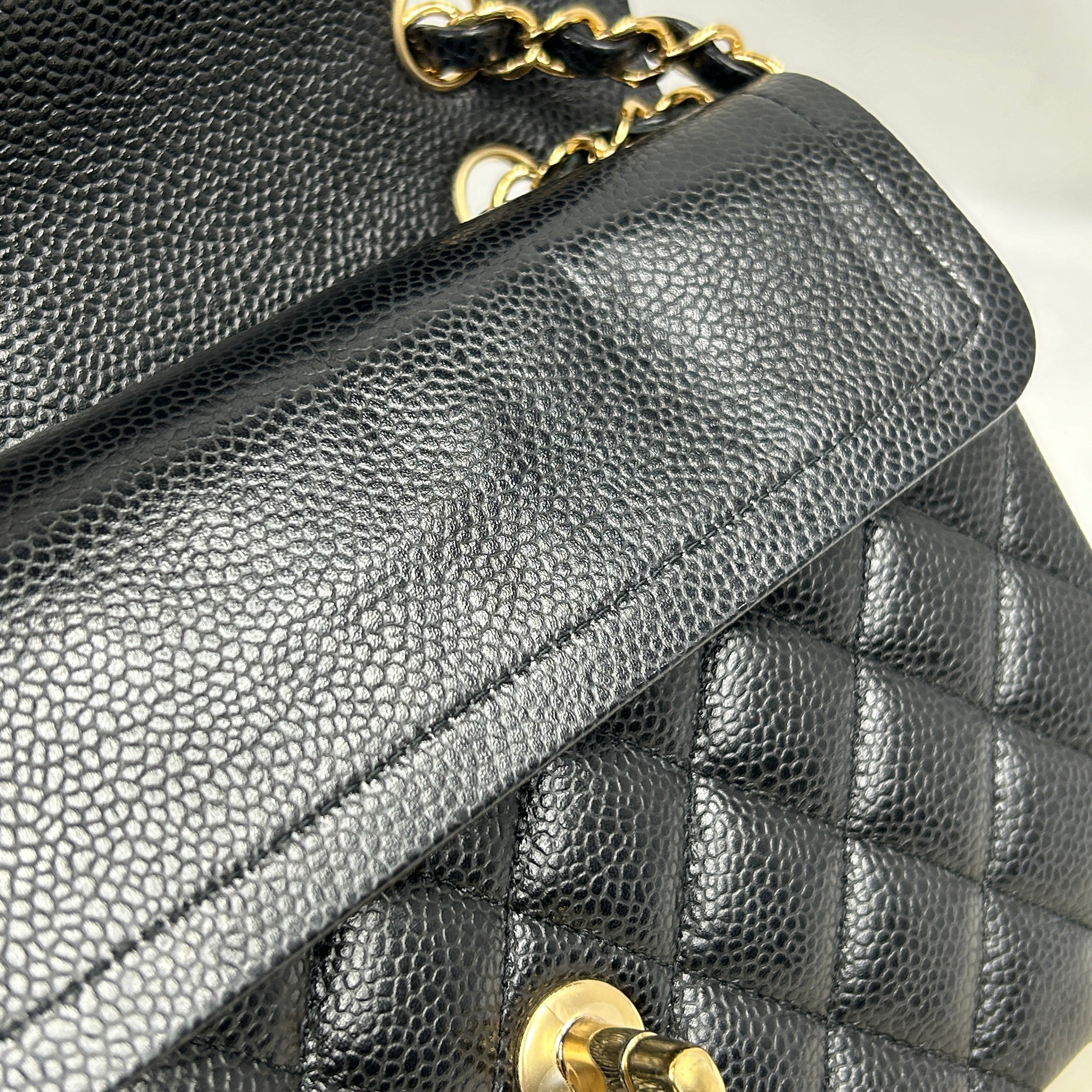 Black Caviar Quilted Small Double Flap Classic Flap w/GHW