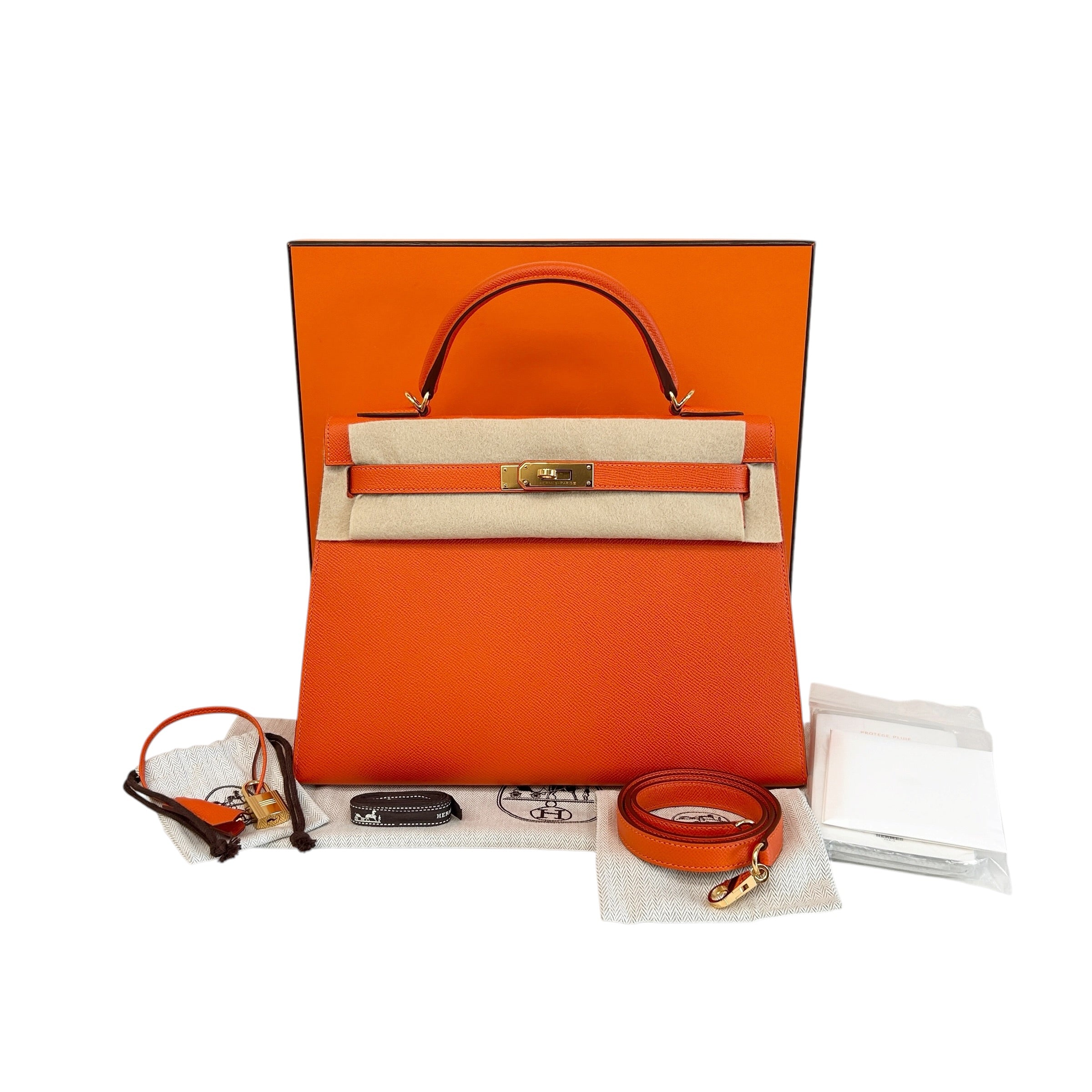 Orange Epsom Leather Kelly Sellier 32 w/GHW - Haute Classics