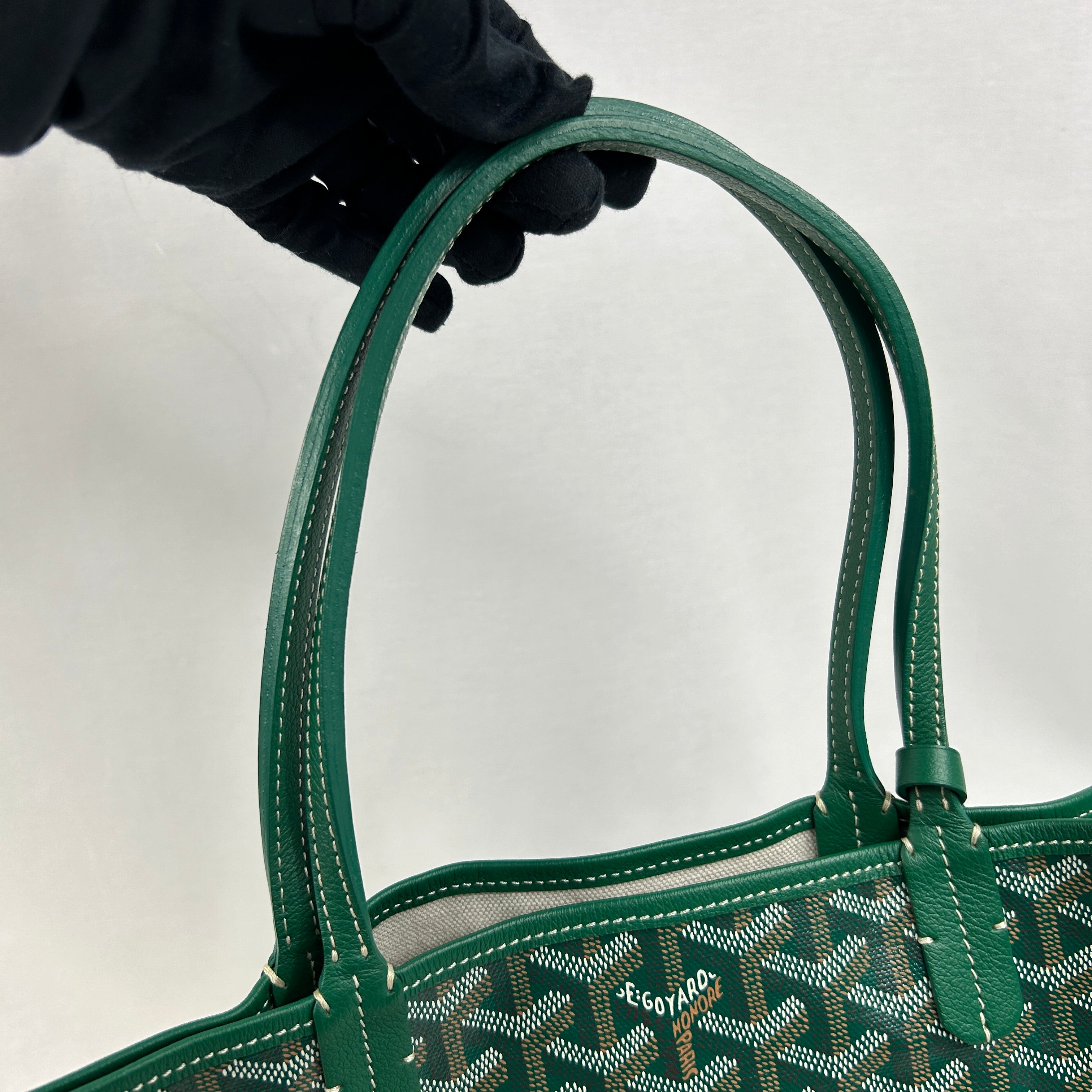 Green Goyardine Canvas and Calfskin Saint Louis PM Tote