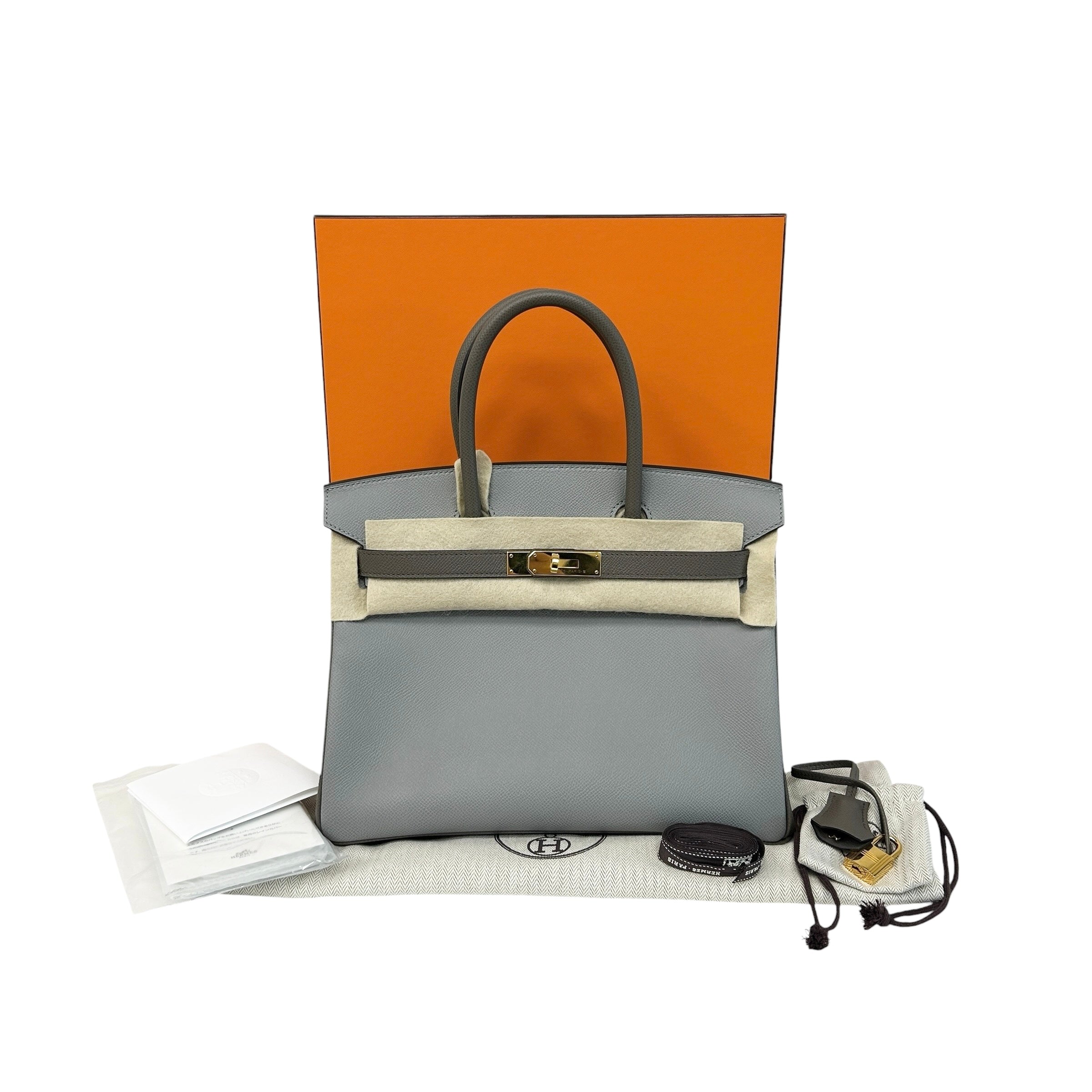 Special Order(HSS) Bi-Colour Etain/Gris Epsom Leather Birkin 30 w/GHW - Haute Classics