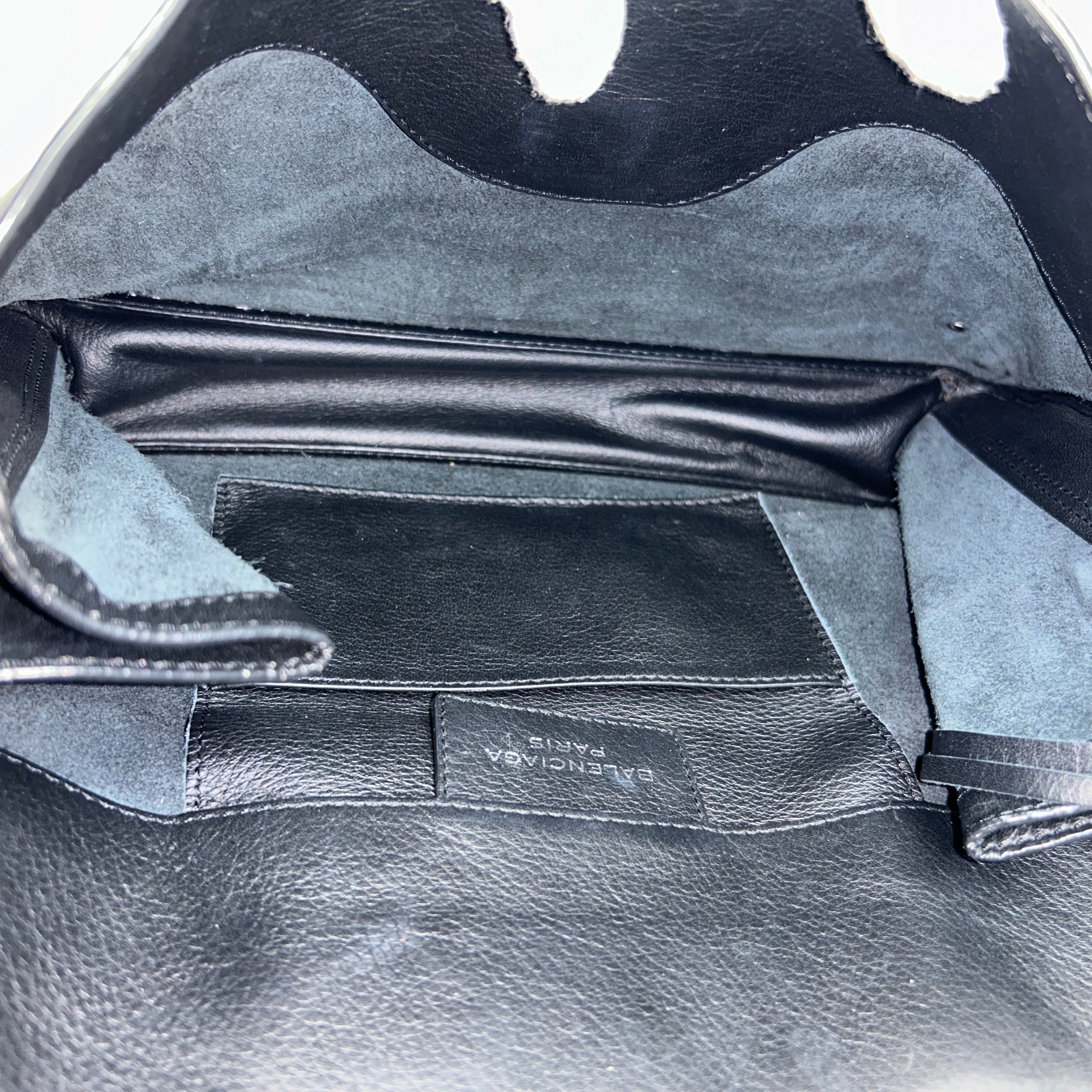 Black Calfskin Leather Paper Zip Around Site Clutch w/SHW