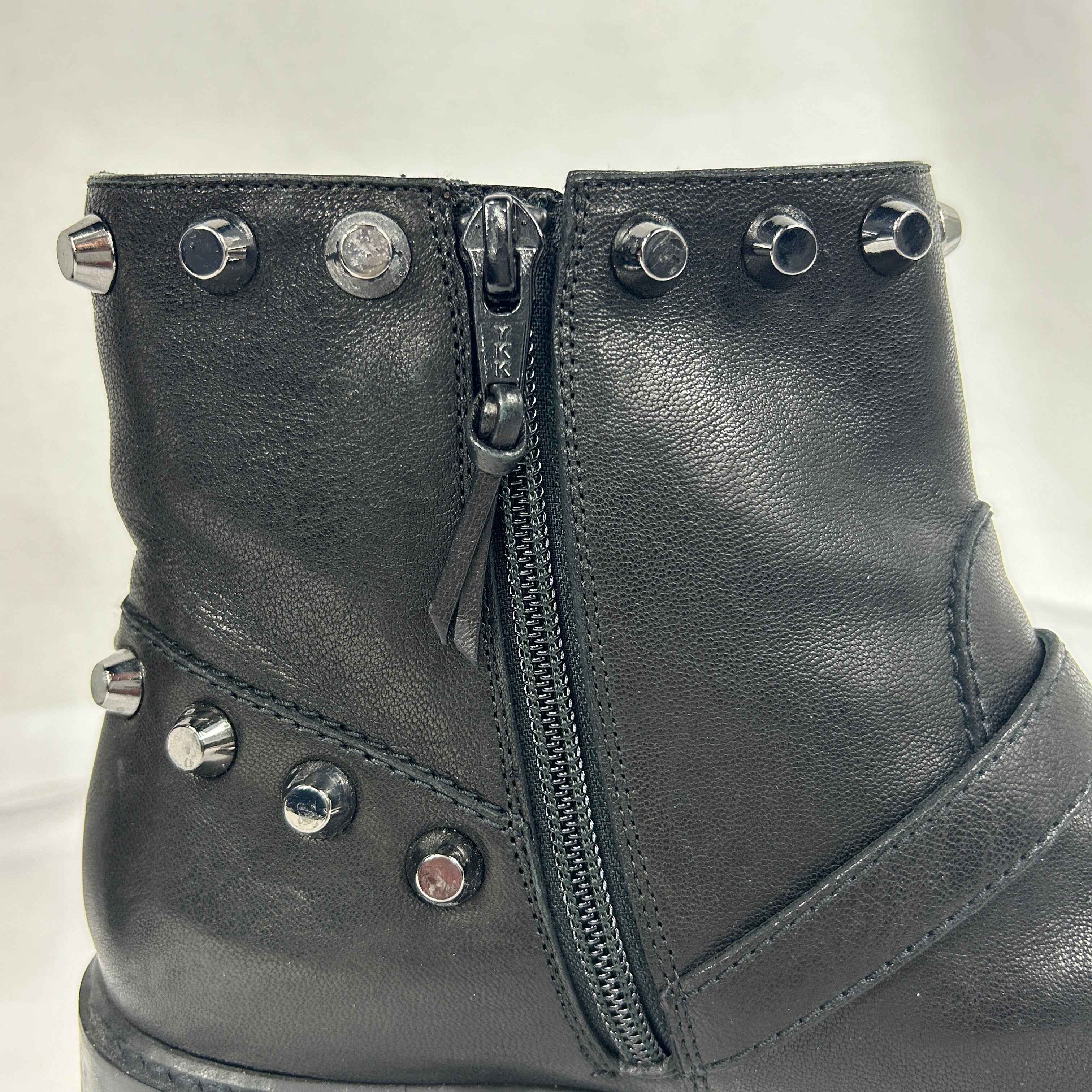 Leather Studded Accents Moto Boots