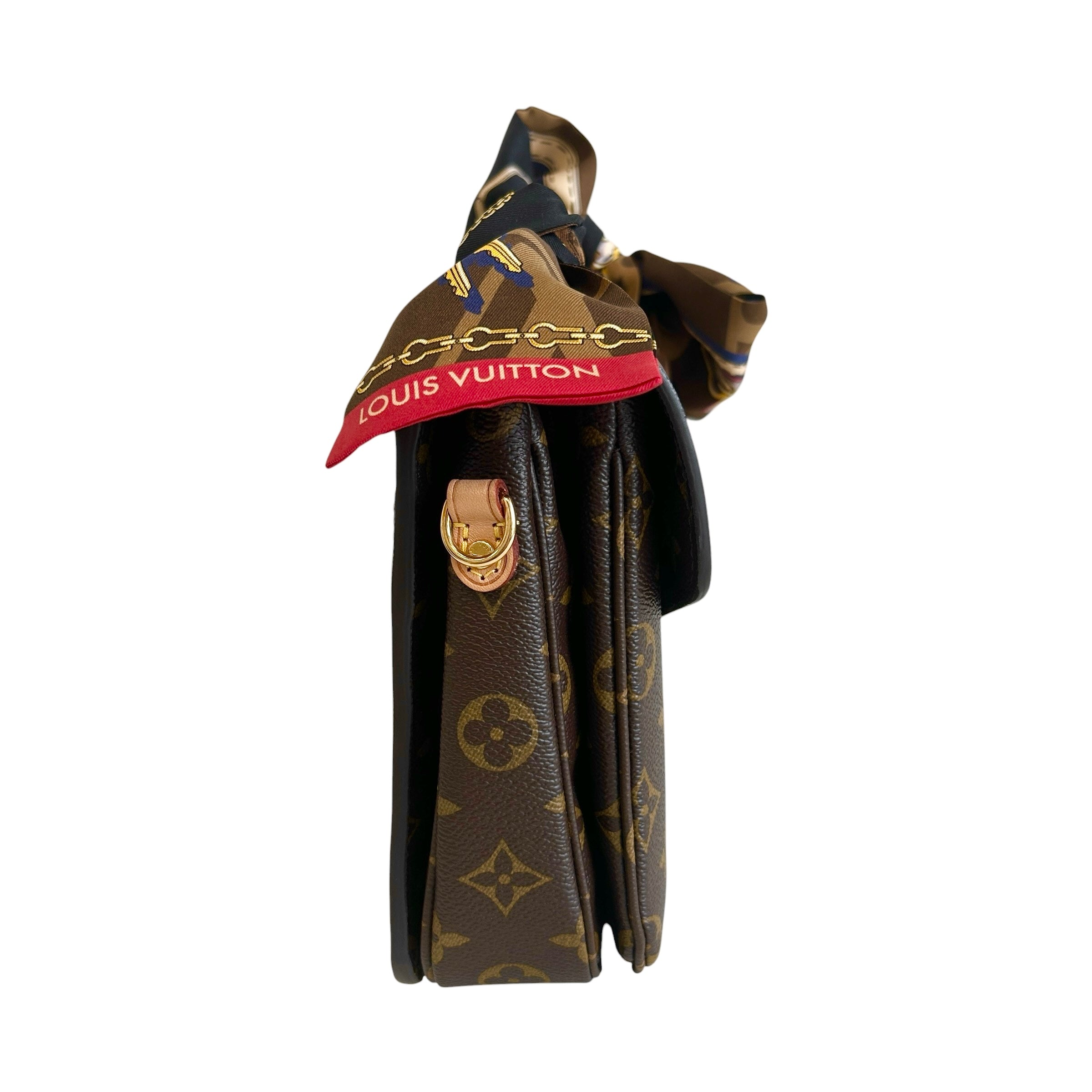 Monogram Coated Canvas Pochette Metis MM Crossbody Bag w/GHW + LV Bandeau Scarf
