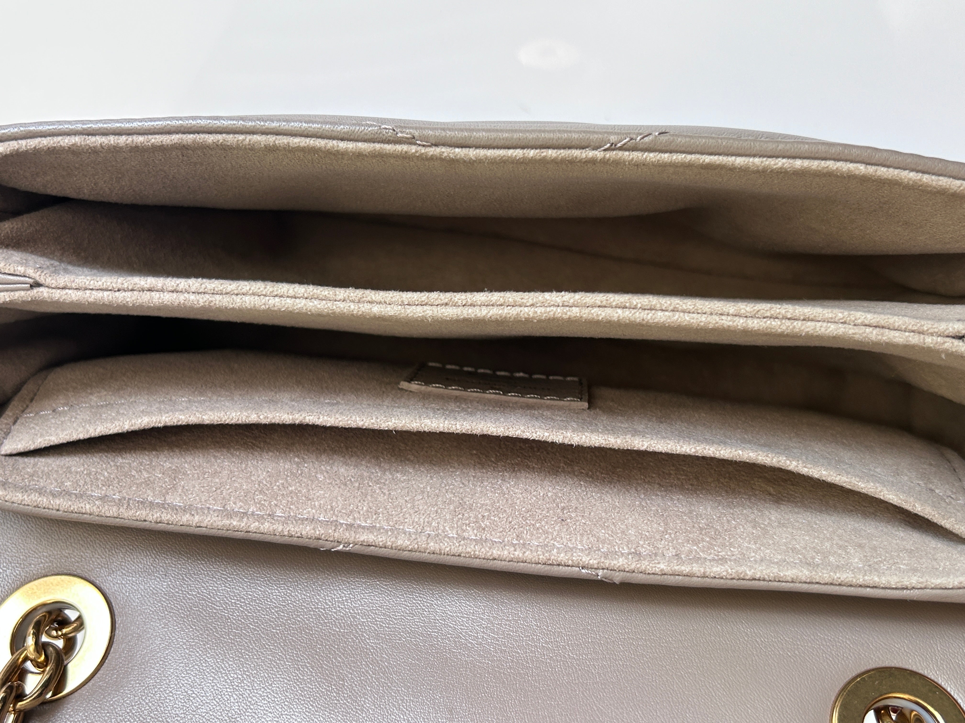 Taupe Quilted Leather New Wave MM Chain Bag w/GHW