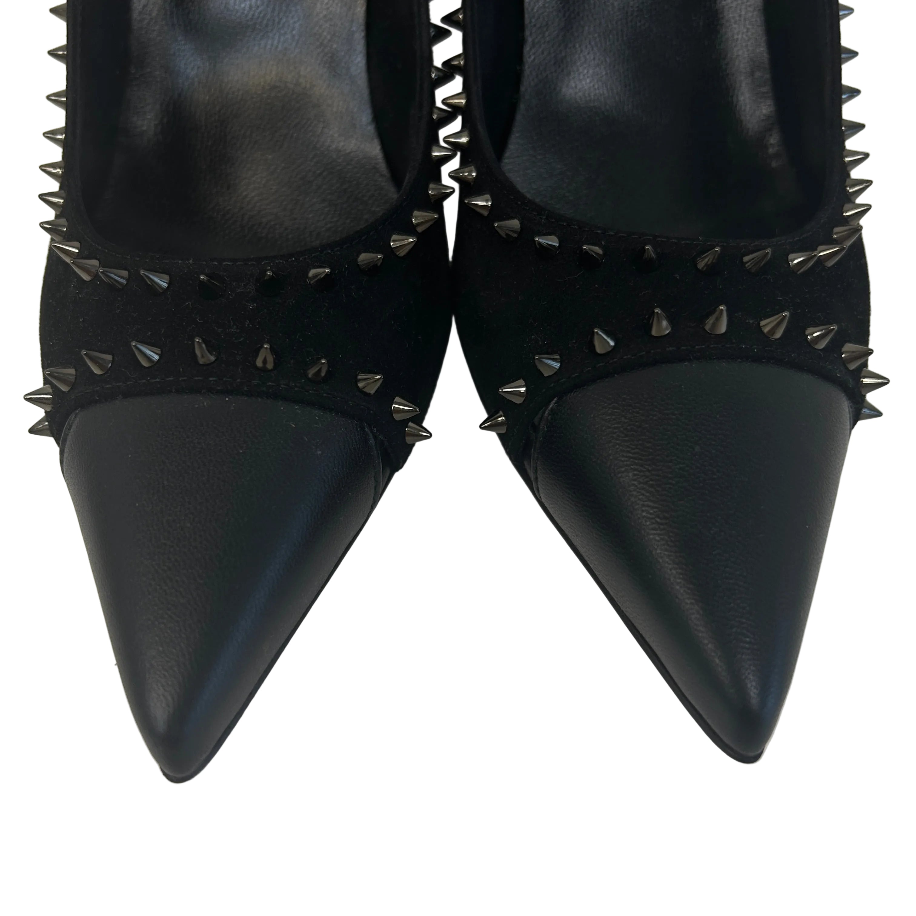 Black Duvette Spikes 85 Leather Pumps