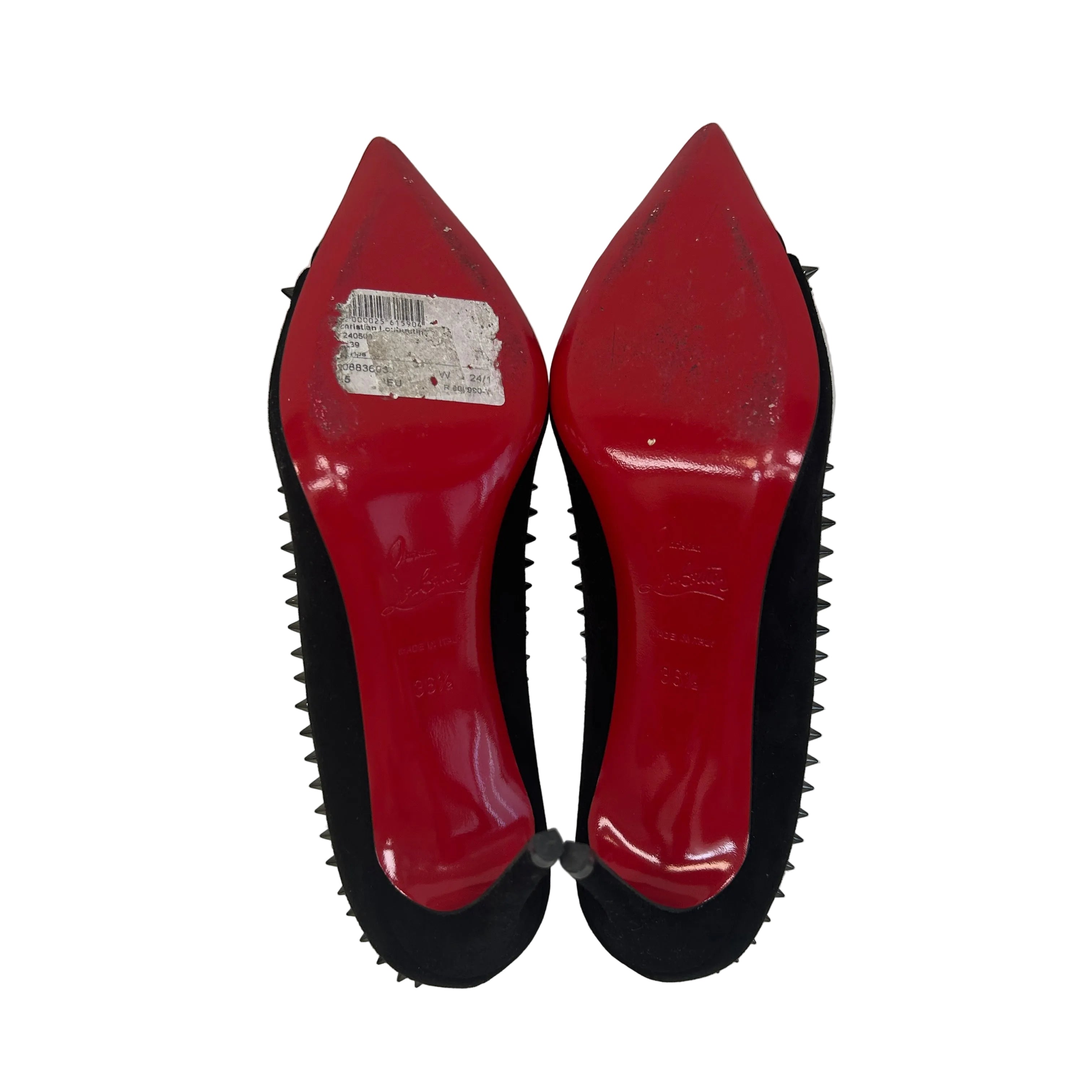 Black Duvette Spikes 85 Leather Pumps