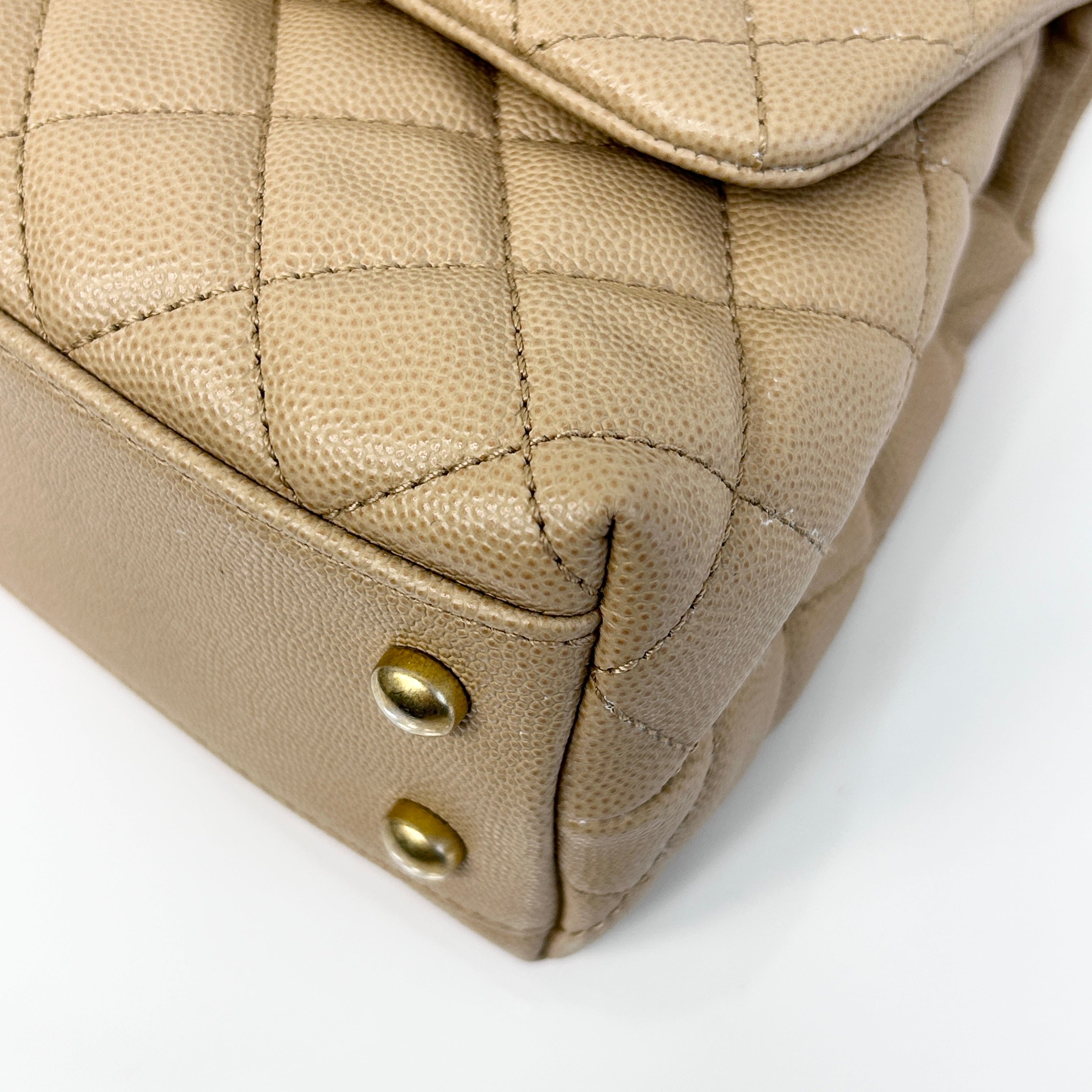 19A Dark Beige Quilted Caviar Leather Small Coco Handle Bag w/GHW