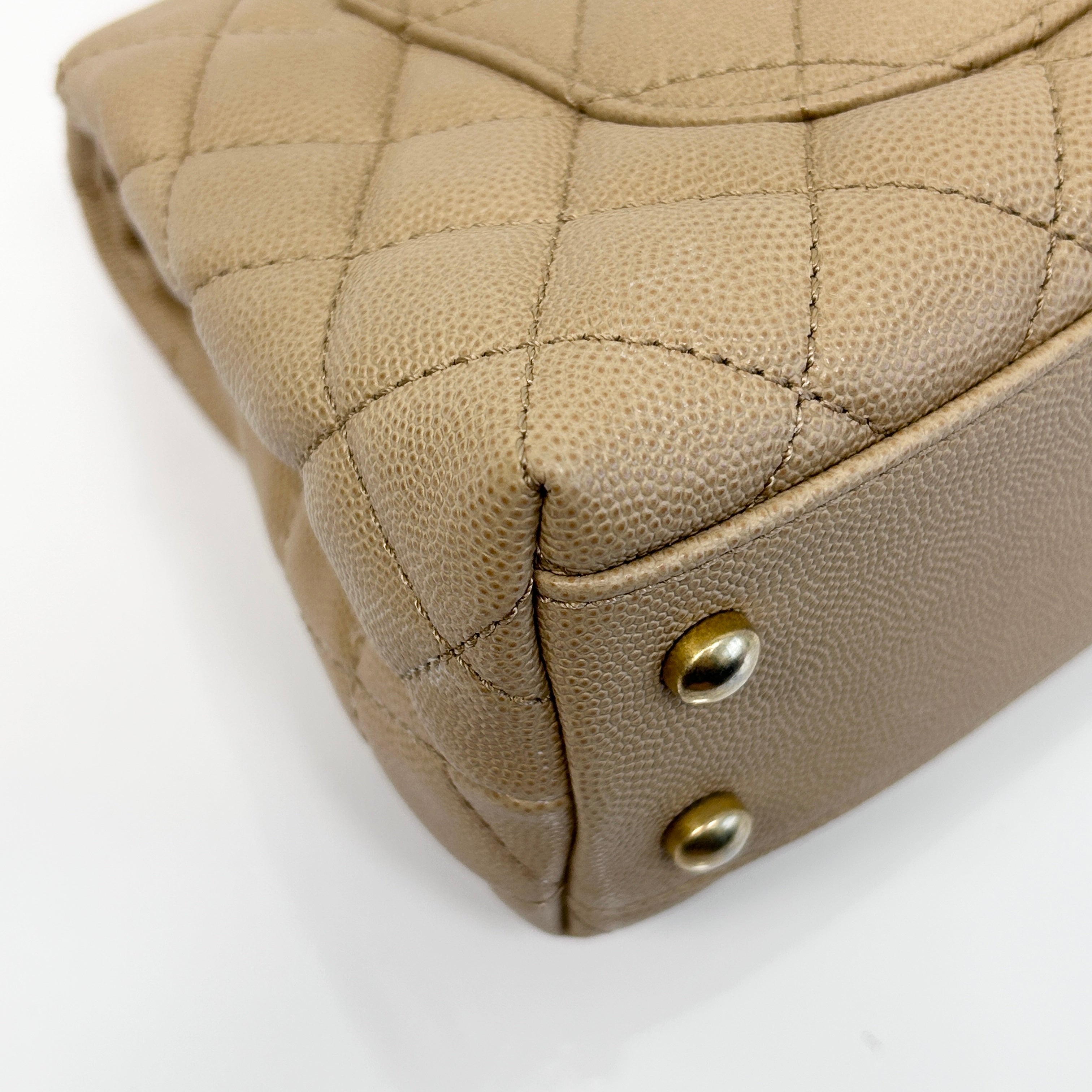 19A Dark Beige Quilted Caviar Leather Small Coco Handle Bag w/GHW