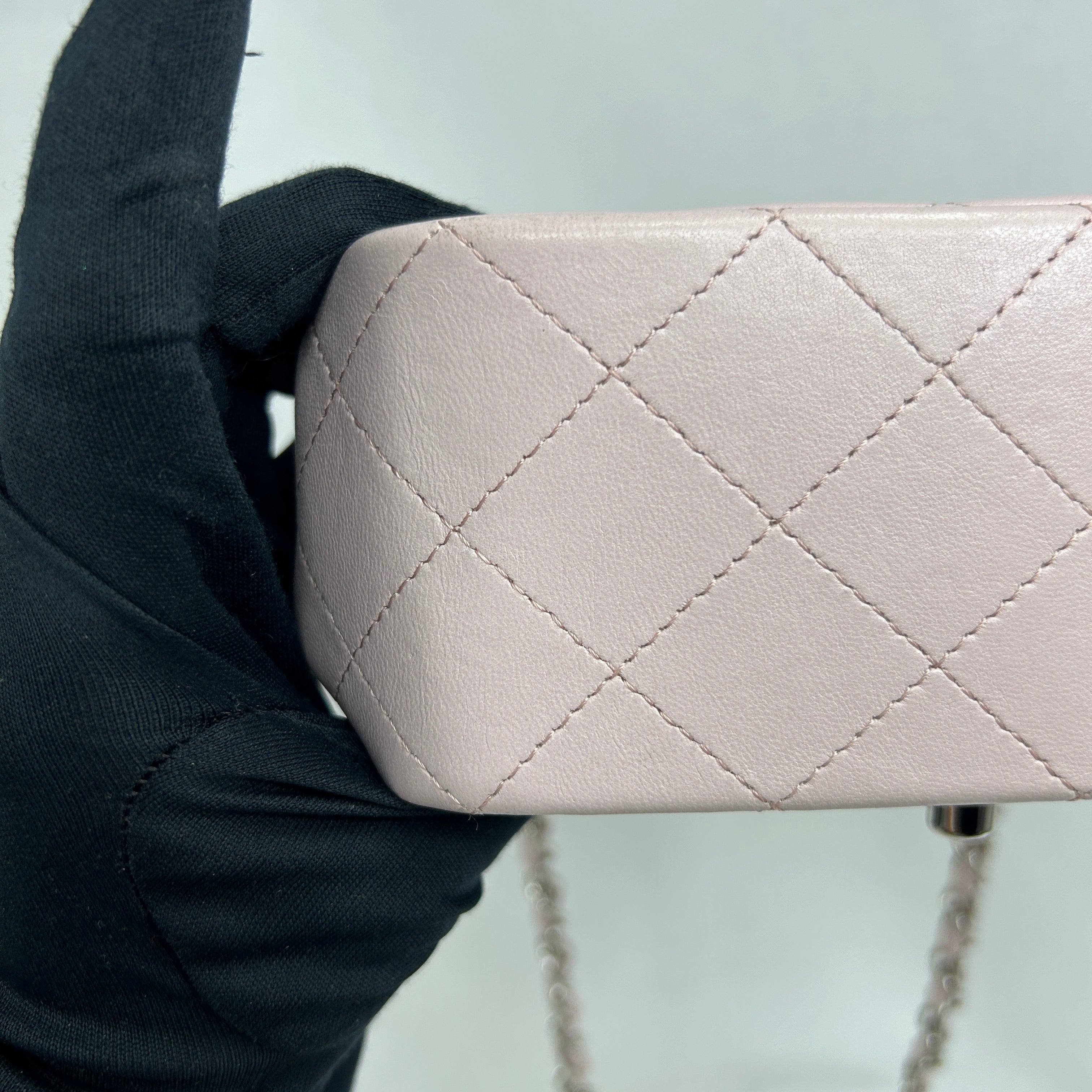 Light Pink Quilted Lambskin Mini Square w/SHW