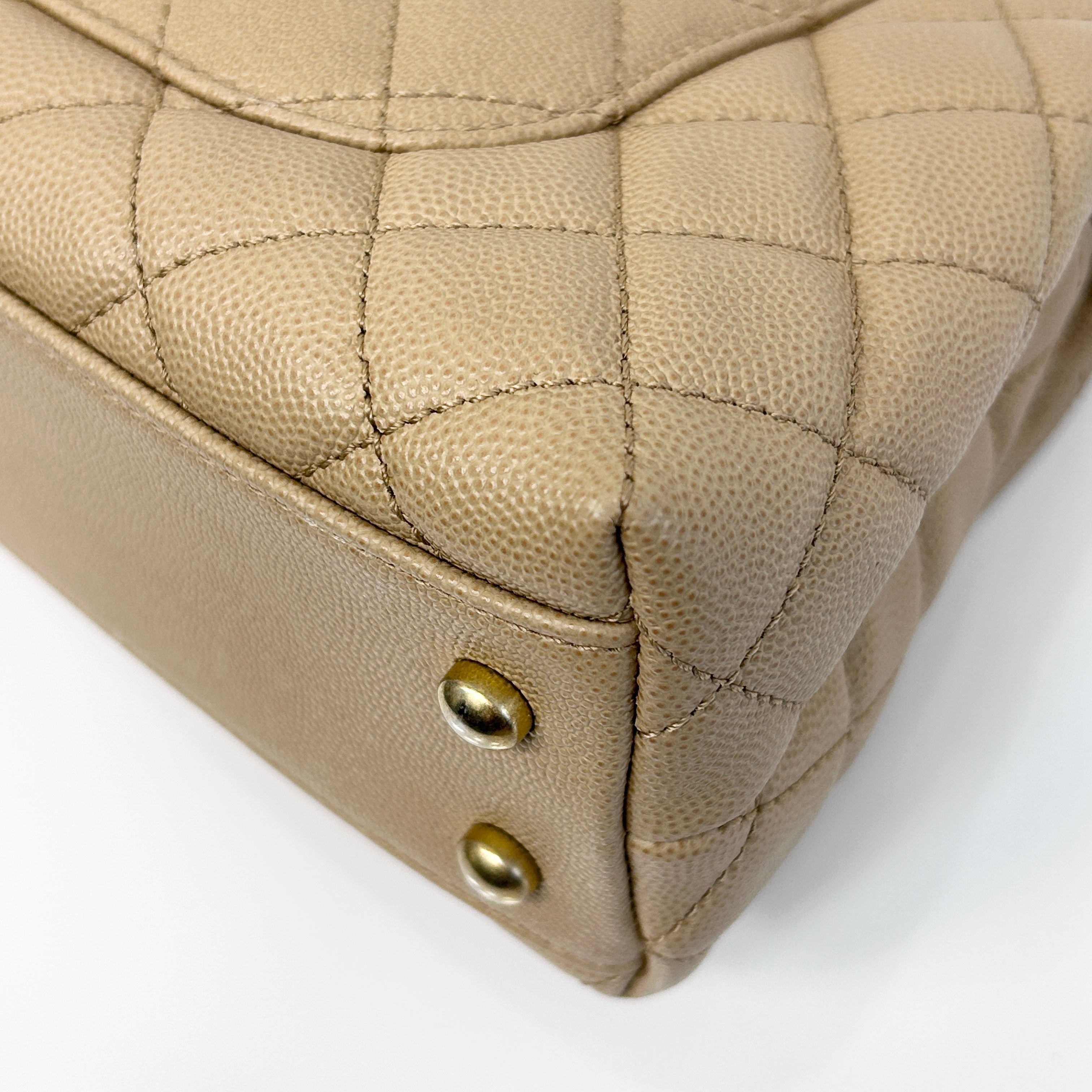 19A Dark Beige Quilted Caviar Leather Small Coco Handle Bag w/GHW