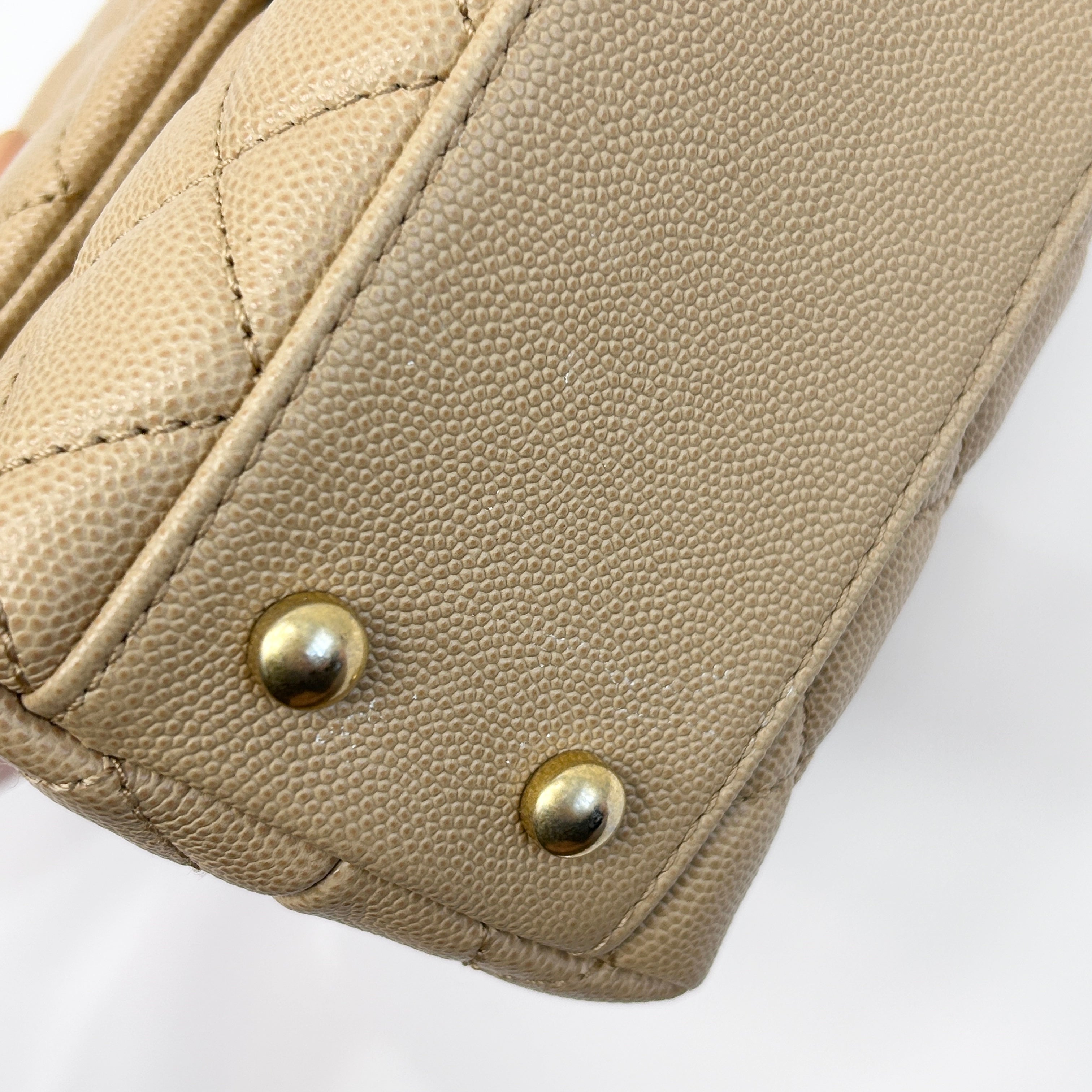 19A Dark Beige Quilted Caviar Leather Small Coco Handle Bag w/GHW