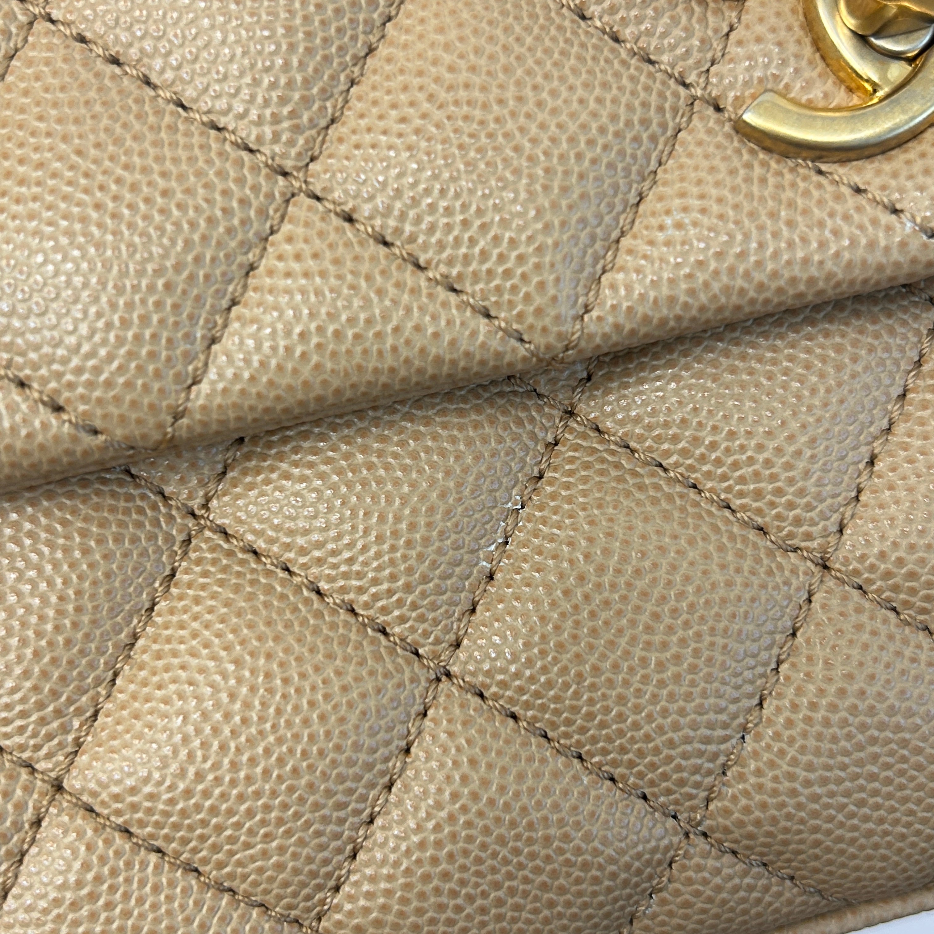 19A Dark Beige Quilted Caviar Leather Small Coco Handle Bag w/GHW