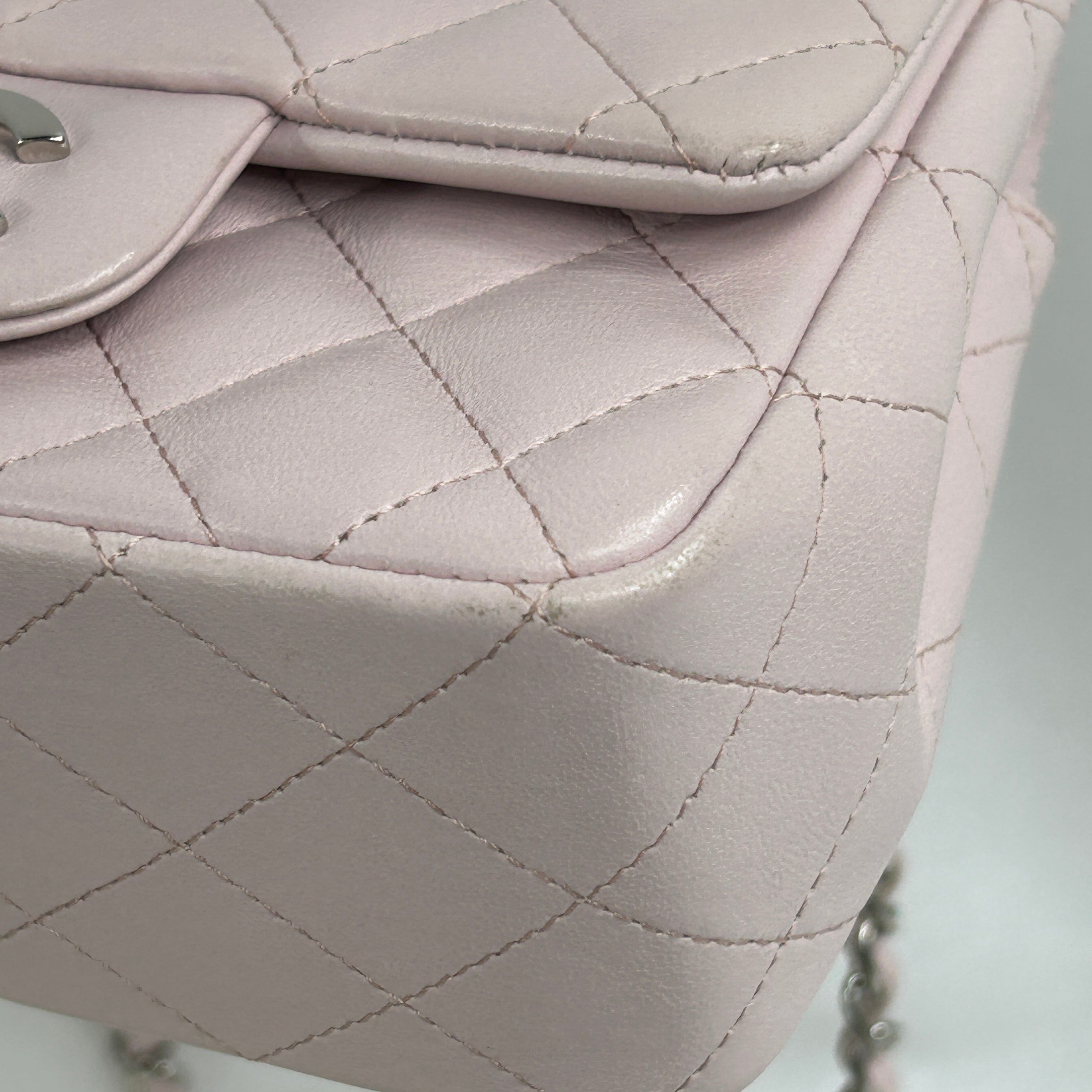 Light Pink Quilted Lambskin Mini Square w/SHW