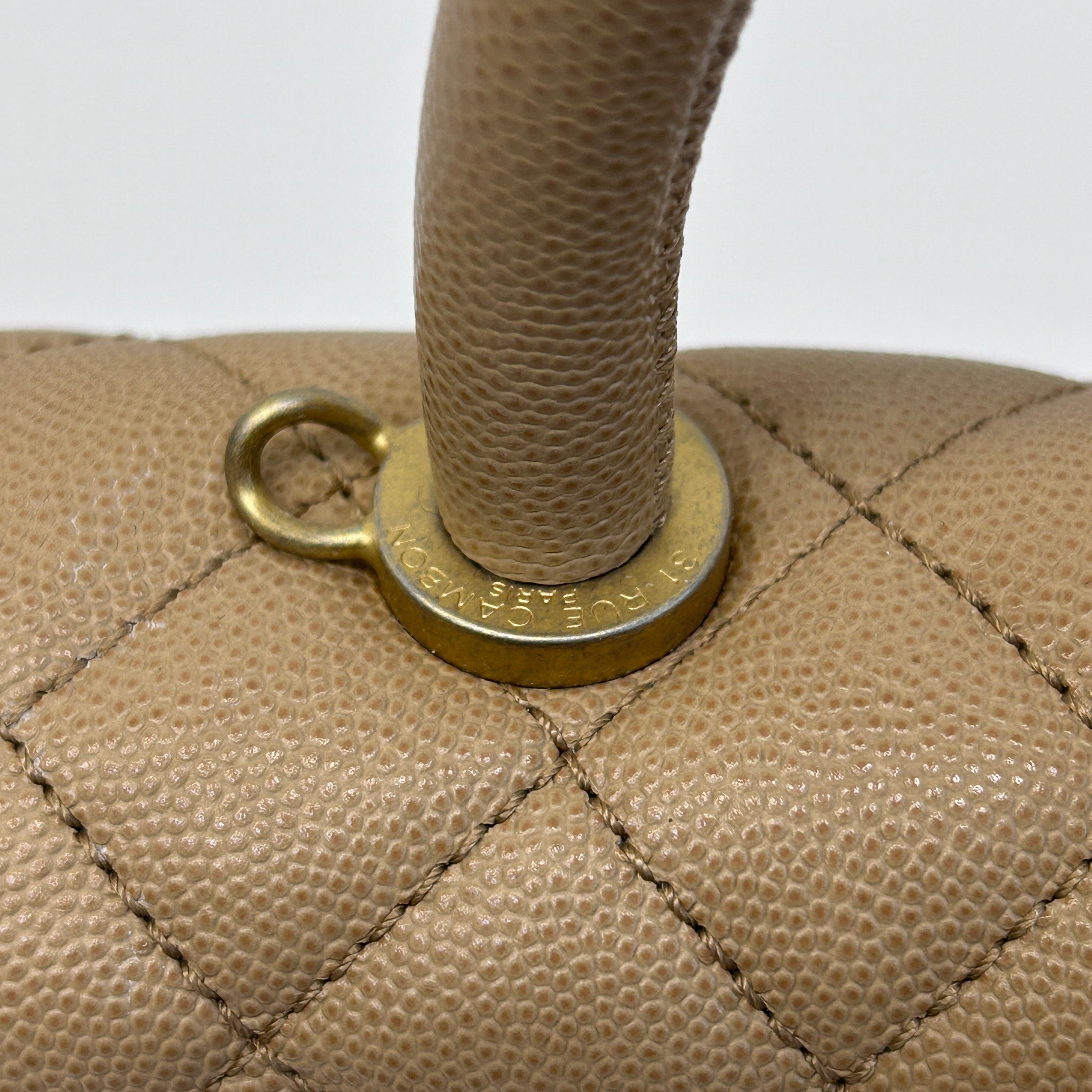 19A Dark Beige Quilted Caviar Leather Small Coco Handle Bag w/GHW