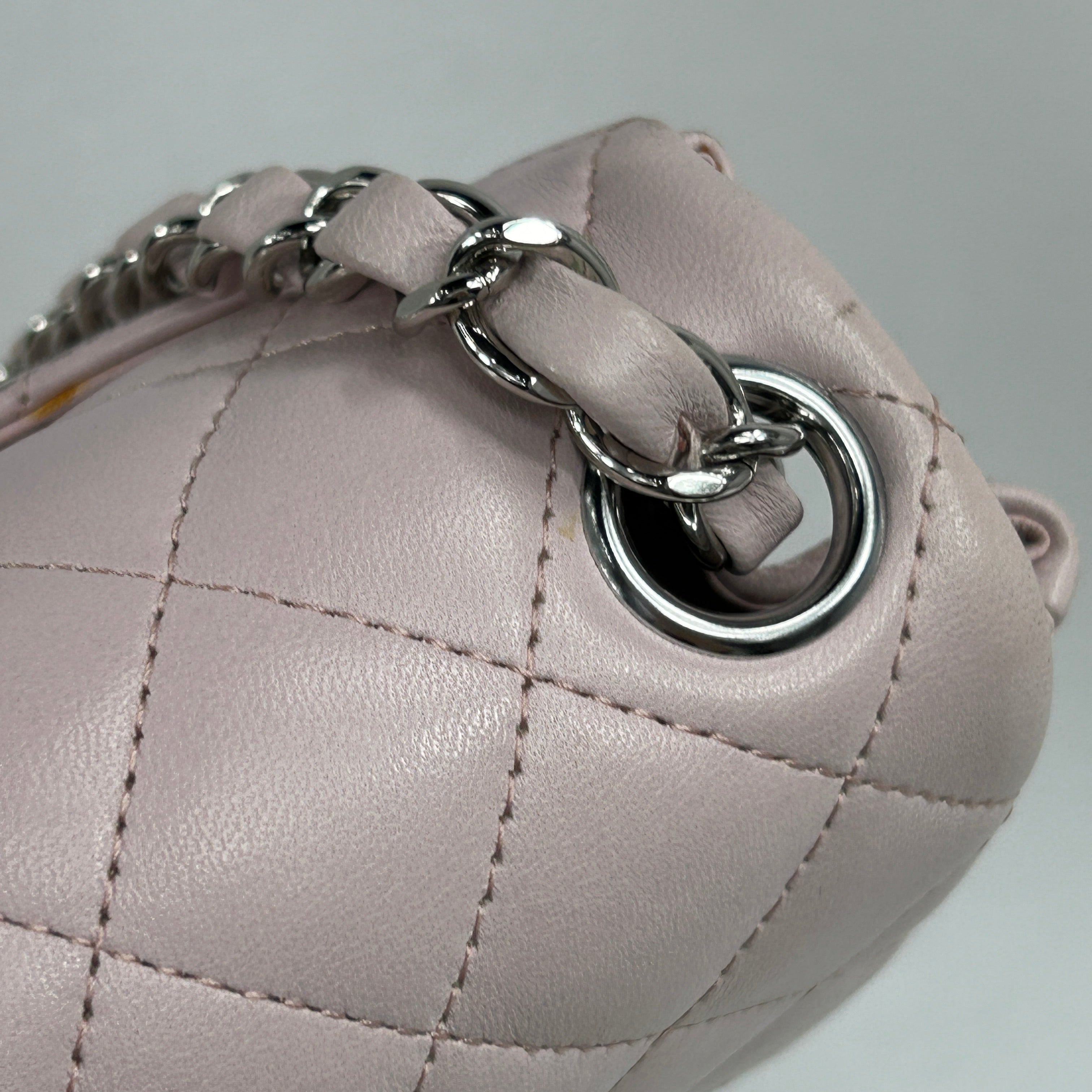 Light Pink Quilted Lambskin Mini Square w/SHW