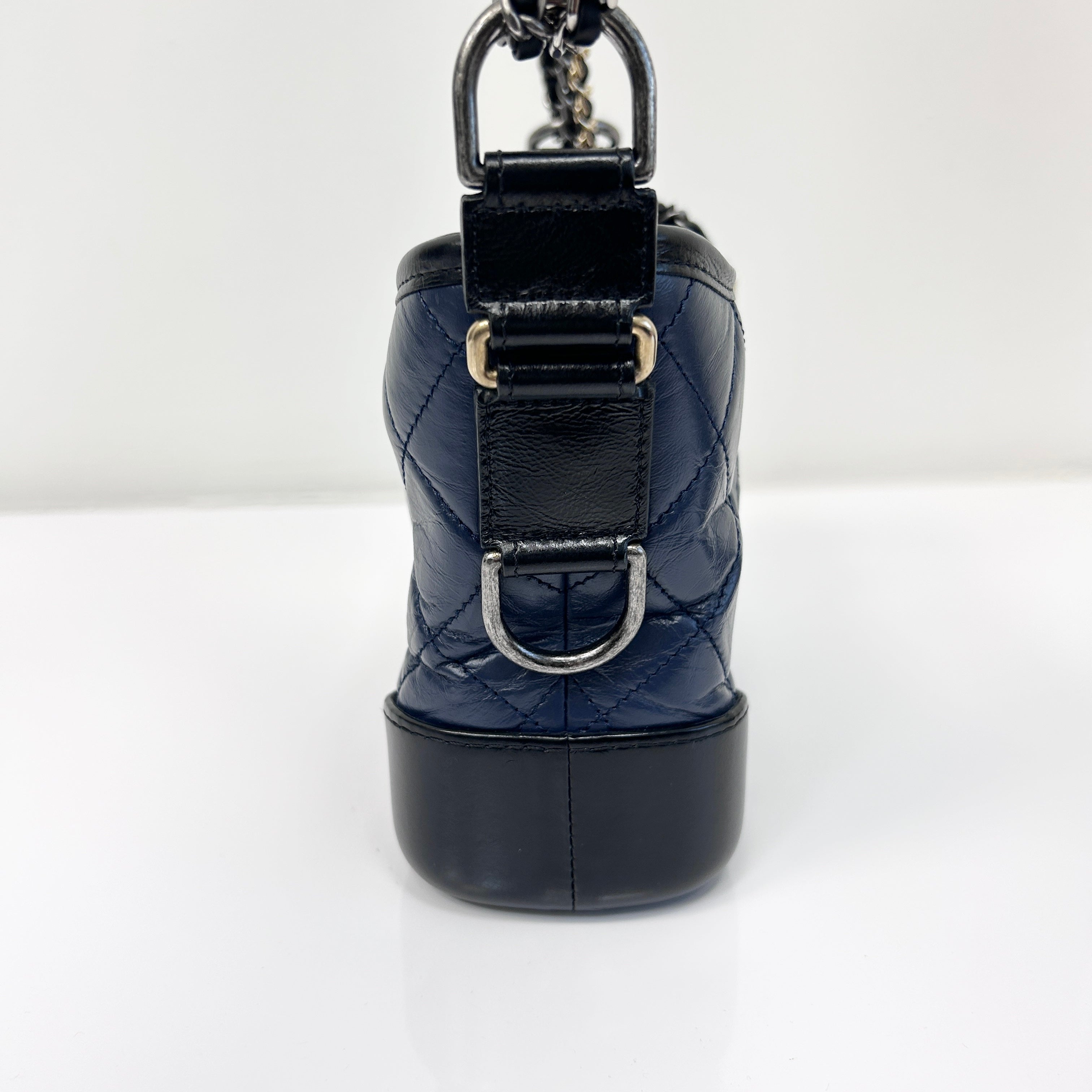 Blue Quilted Aged Calfskin Leather Small Gabrielle Hobo Bag w/GHW/SHW/RHW