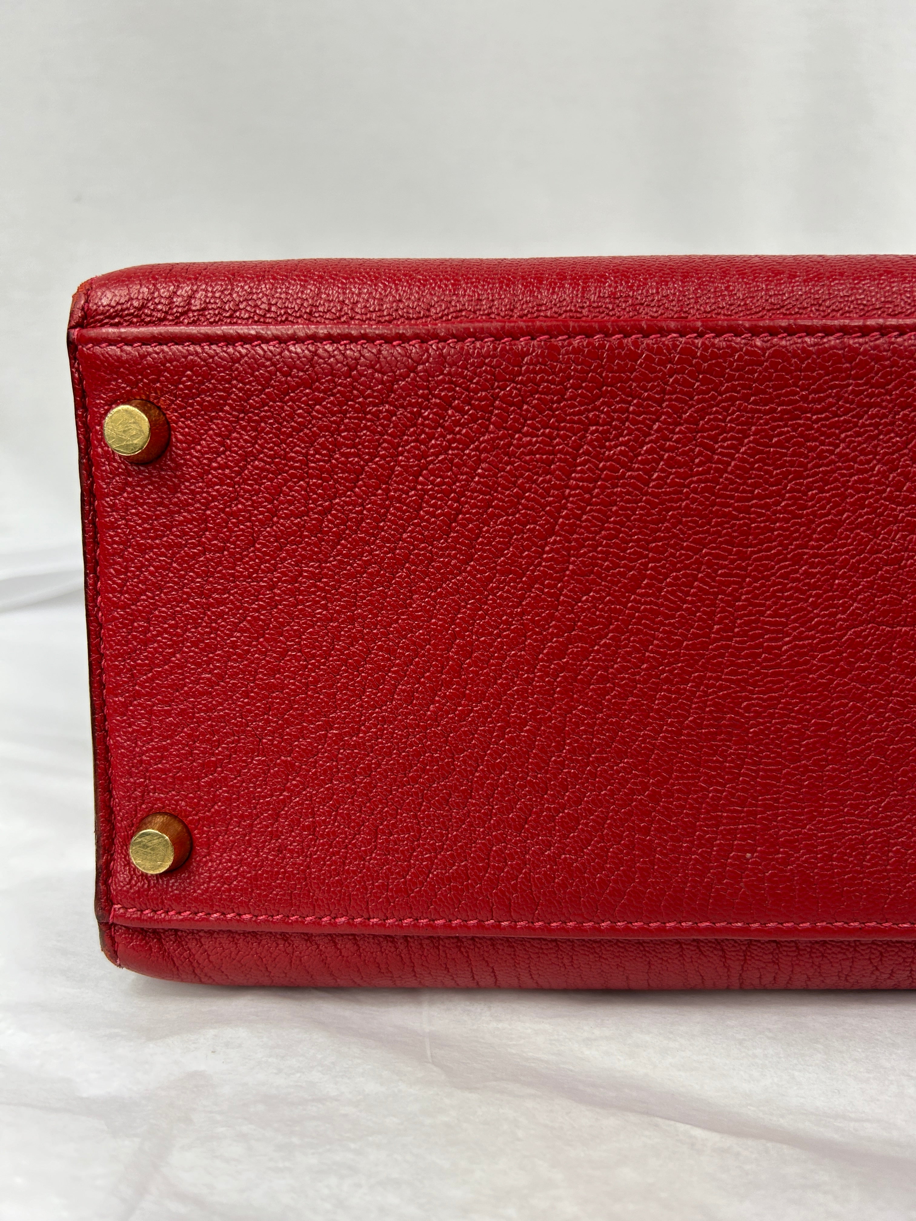 Rouge Vif Chevre Leather Kelly 35 w/GHW