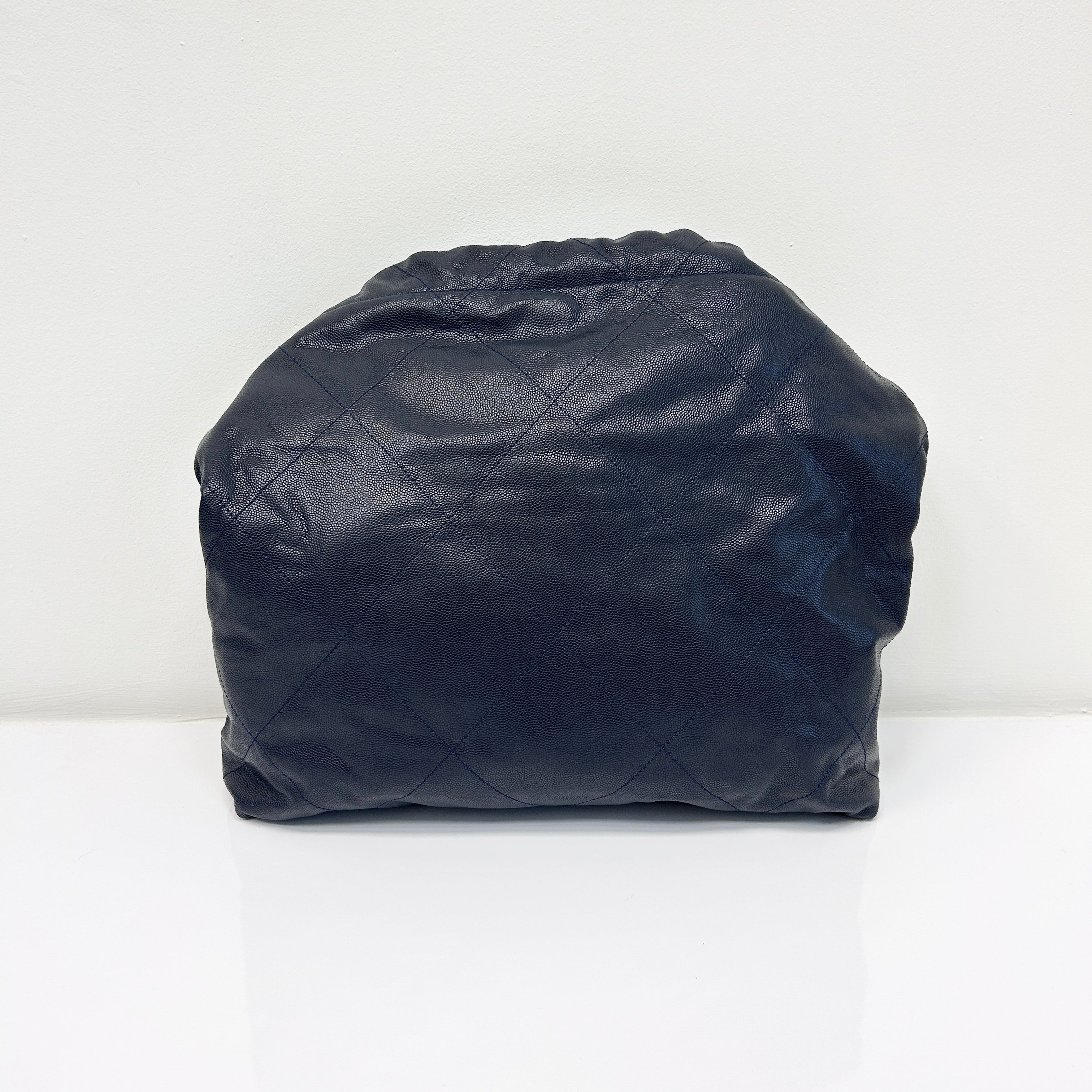 Navy Quilted Shiny Caviar Leather 22 Small Hobo Bag w/GHW