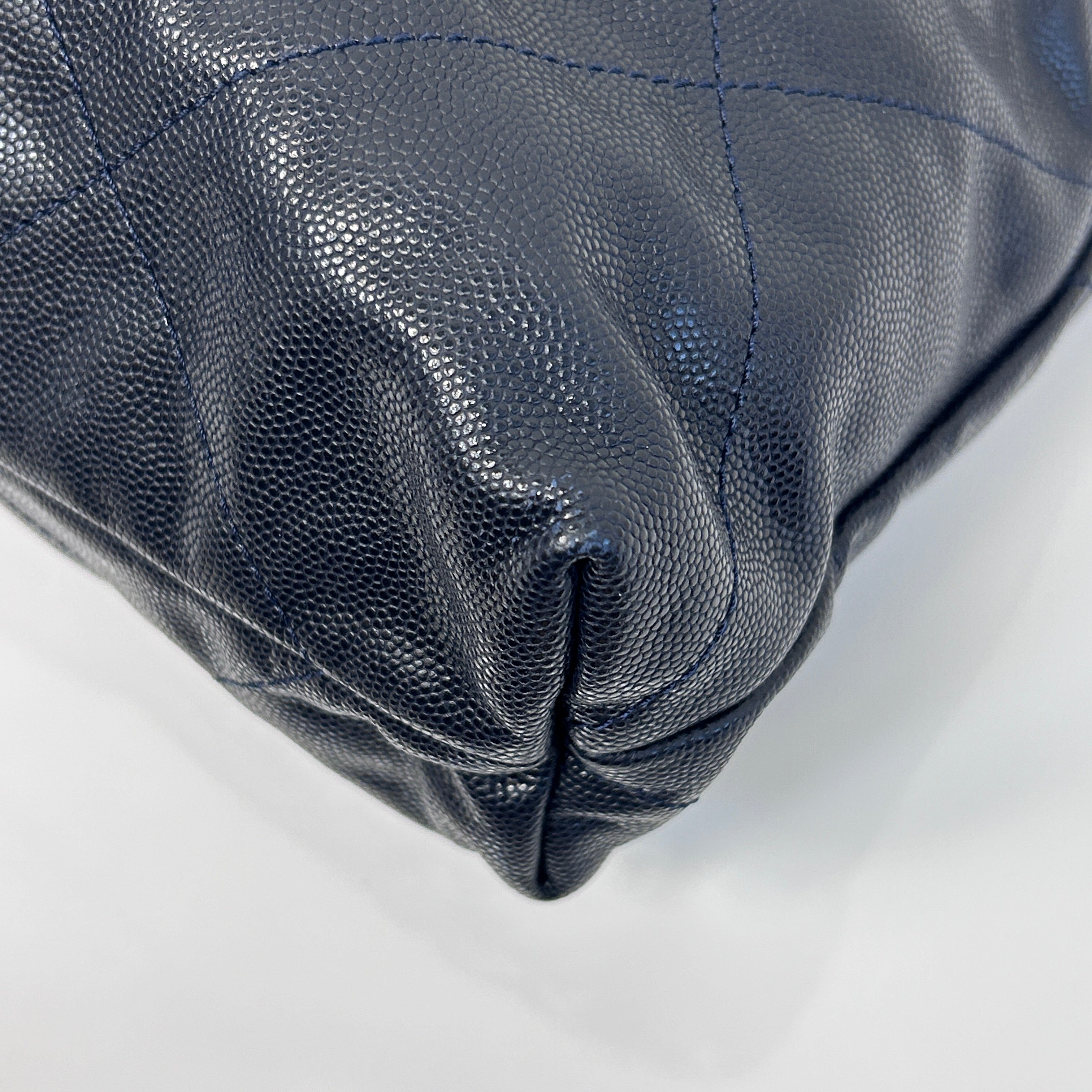 Navy Quilted Shiny Caviar Leather 22 Small Hobo Bag w/GHW