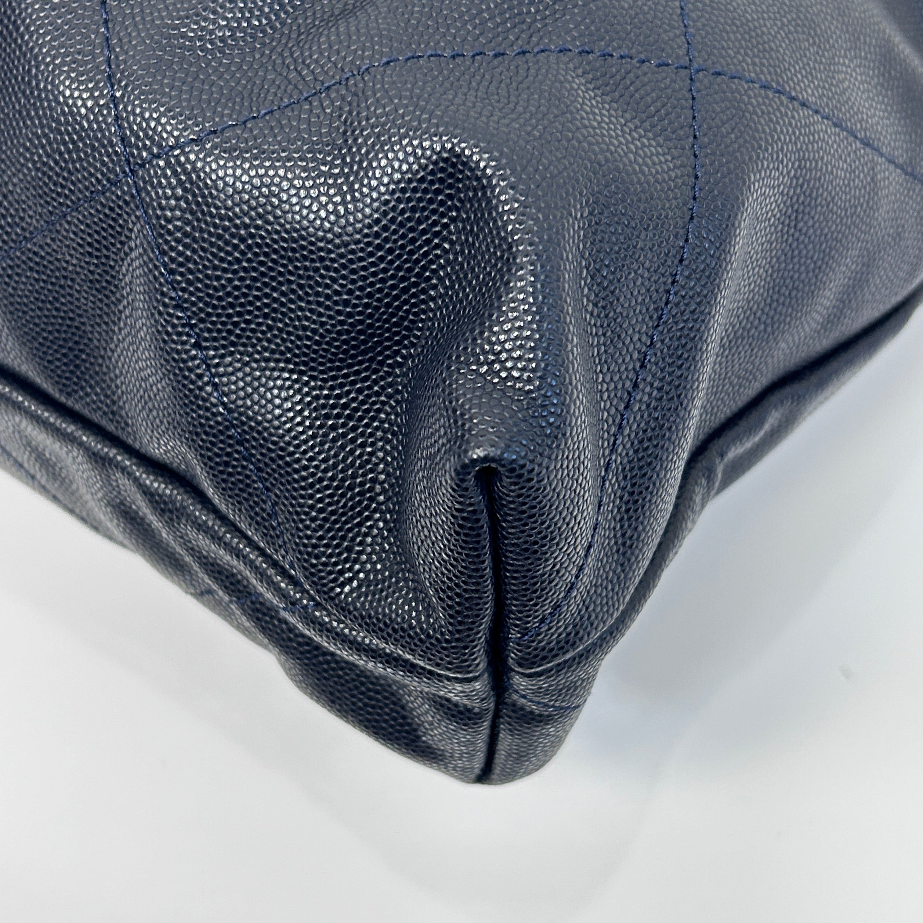 Navy Quilted Shiny Caviar Leather 22 Small Hobo Bag w/GHW
