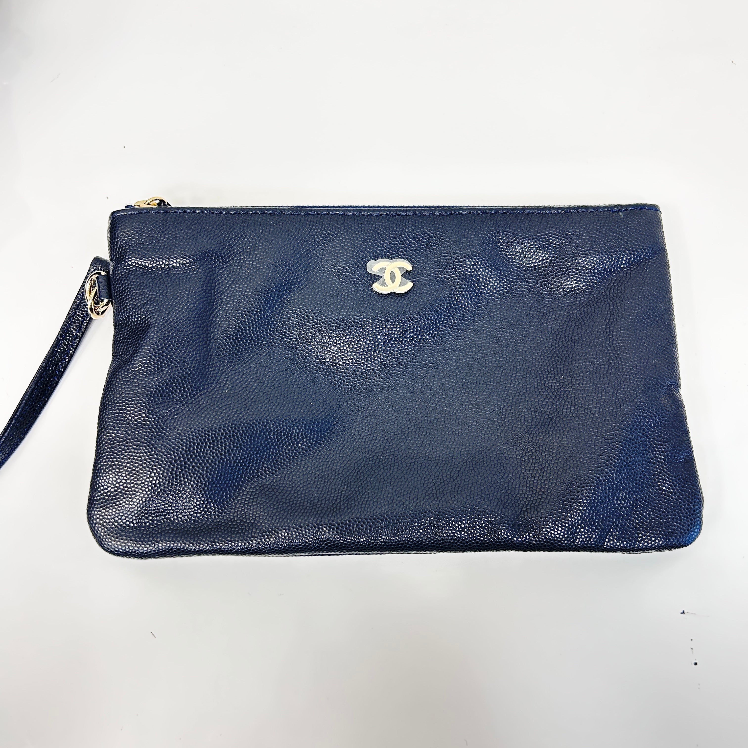 Navy Quilted Shiny Caviar Leather 22 Small Hobo Bag w/GHW