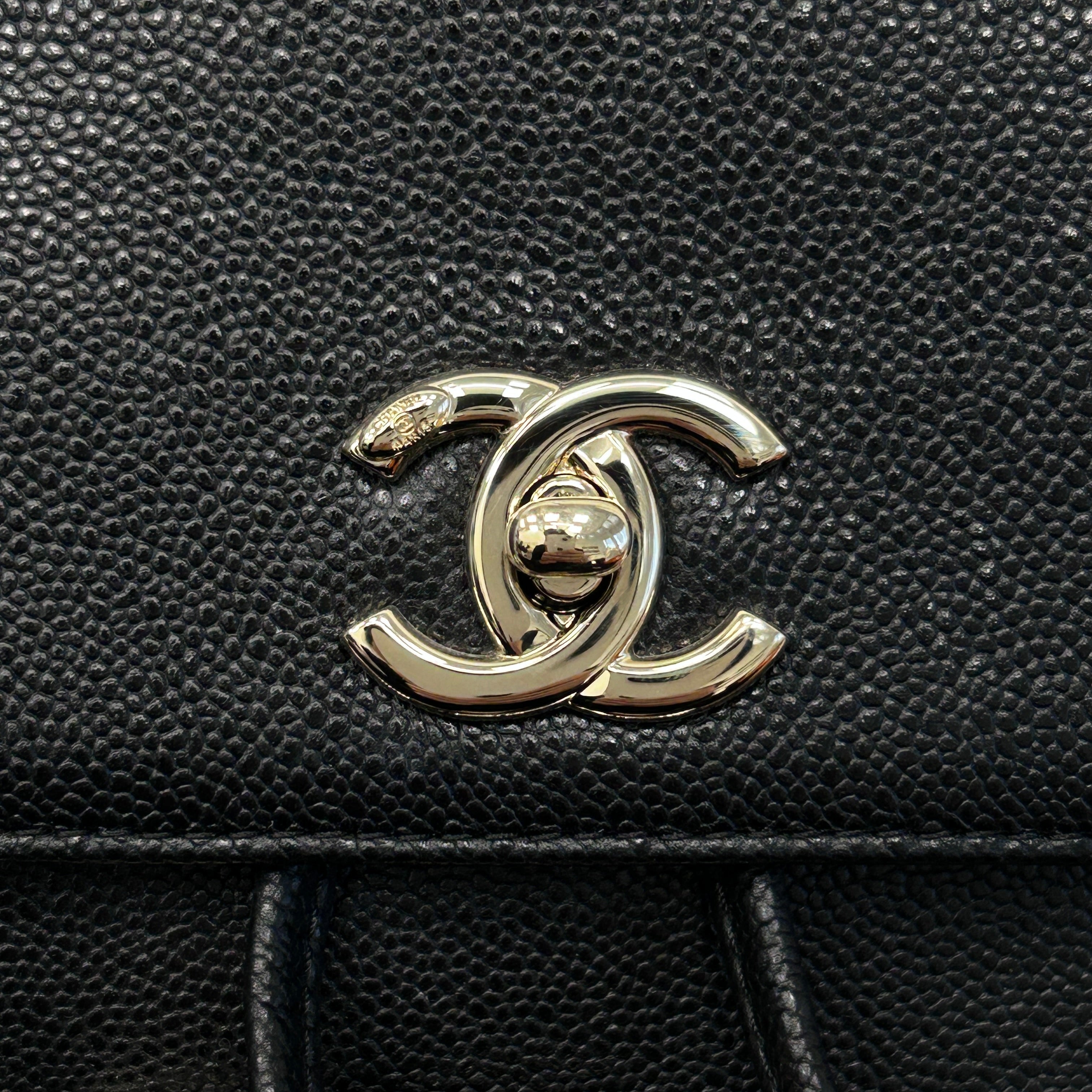 Black Quilted Caviar Leather Business Affinity Backpack Bag w/GHW