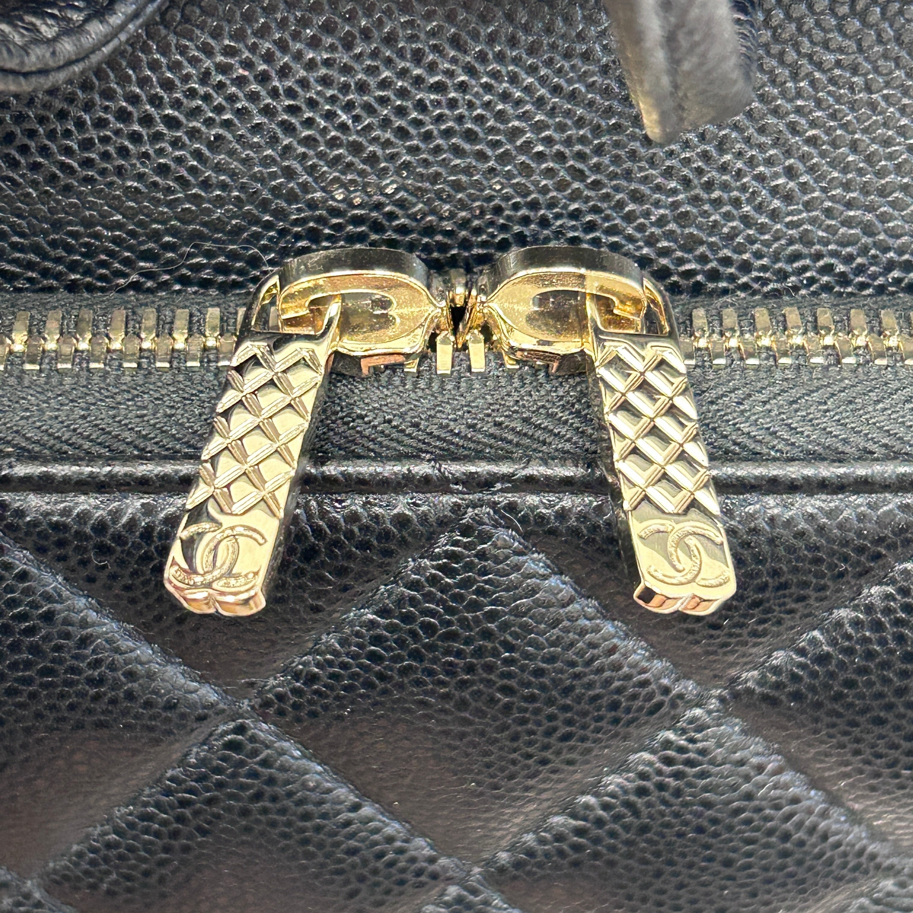 Black Quilted Caviar Leather Business Affinity Backpack Bag w/GHW