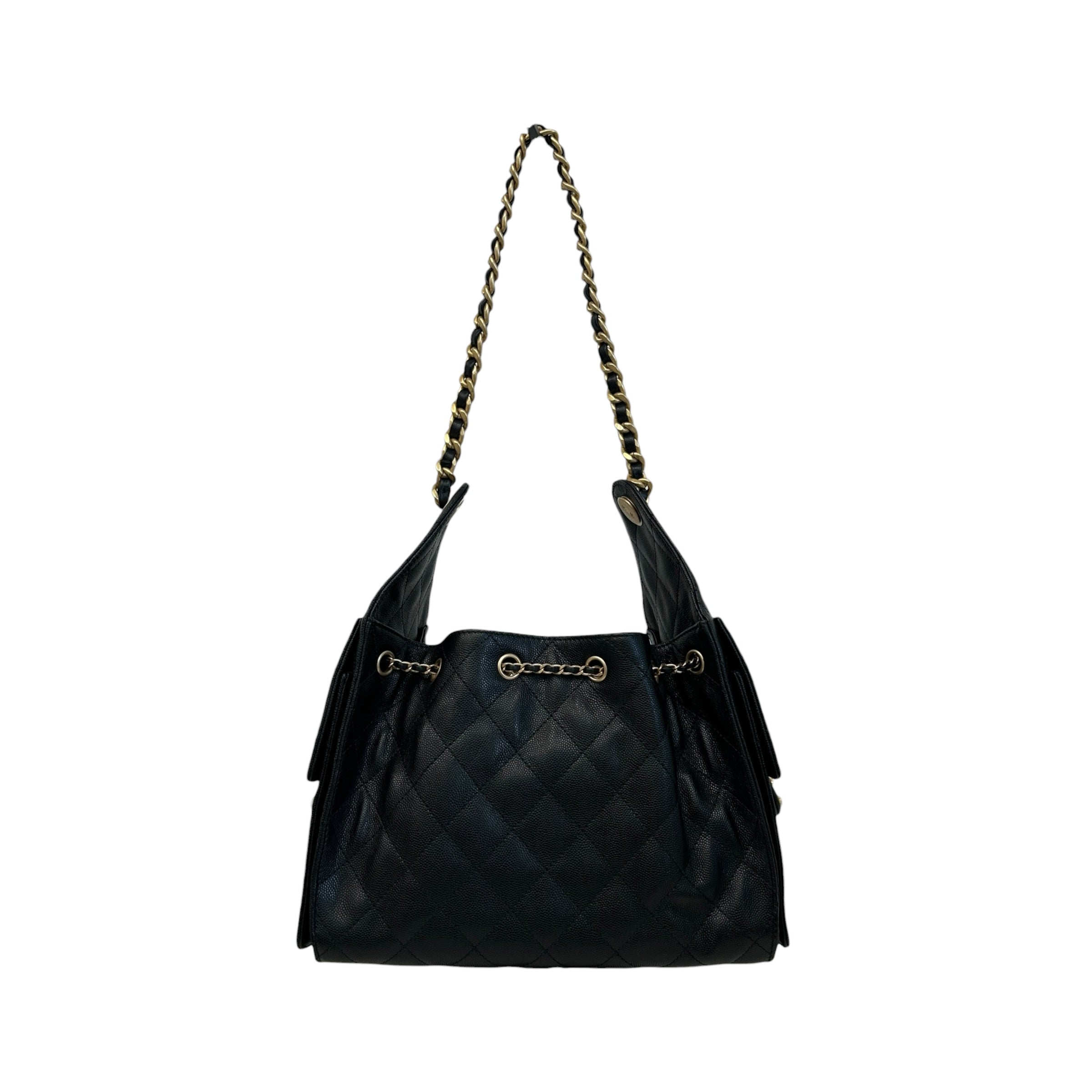 Black Quilted Caviar Leather Small 25 Bag w/GHW