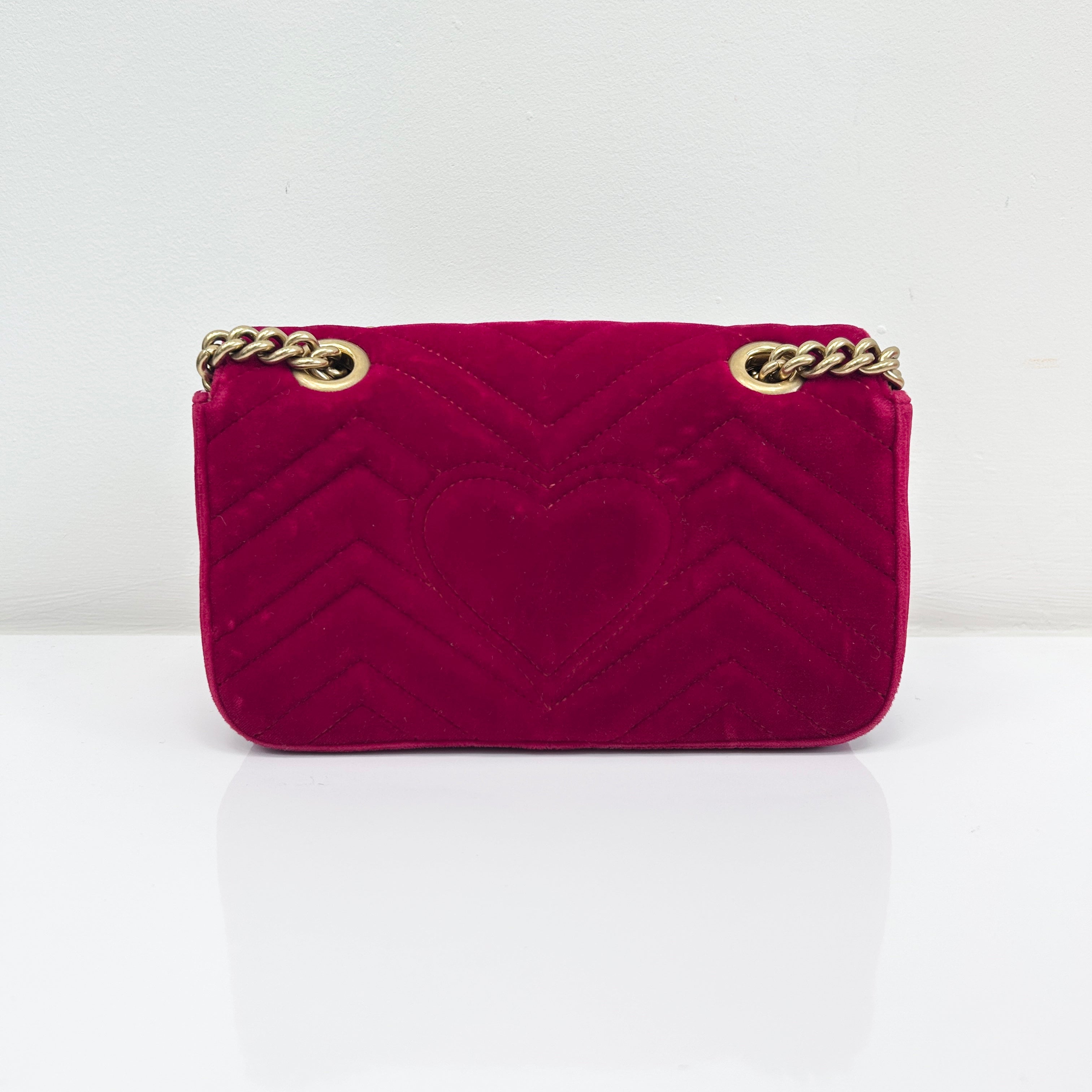 Red Velvet Matelasse Medium GG Marmont Bag w/GHW