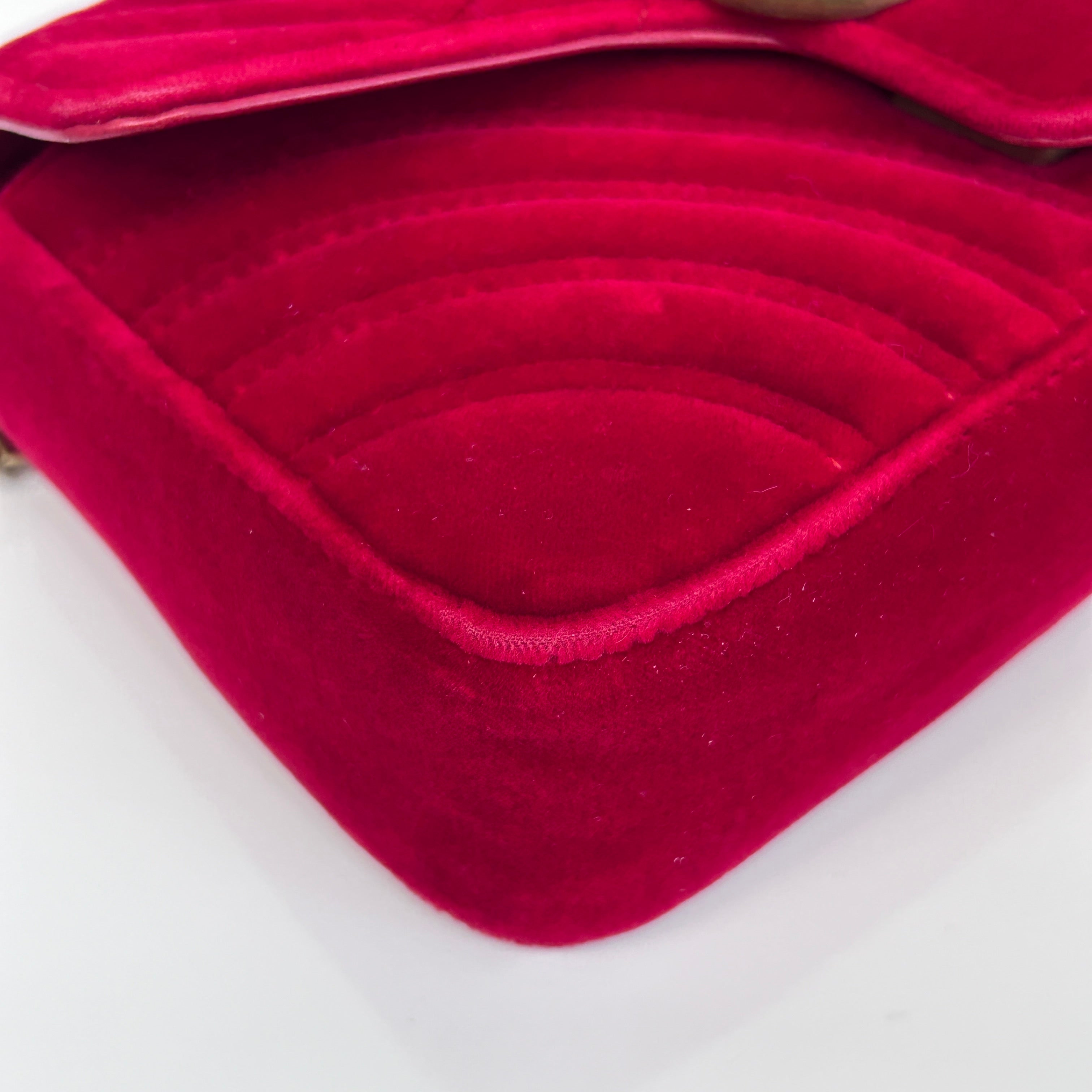 Red Velvet Matelasse Medium GG Marmont Bag w/GHW