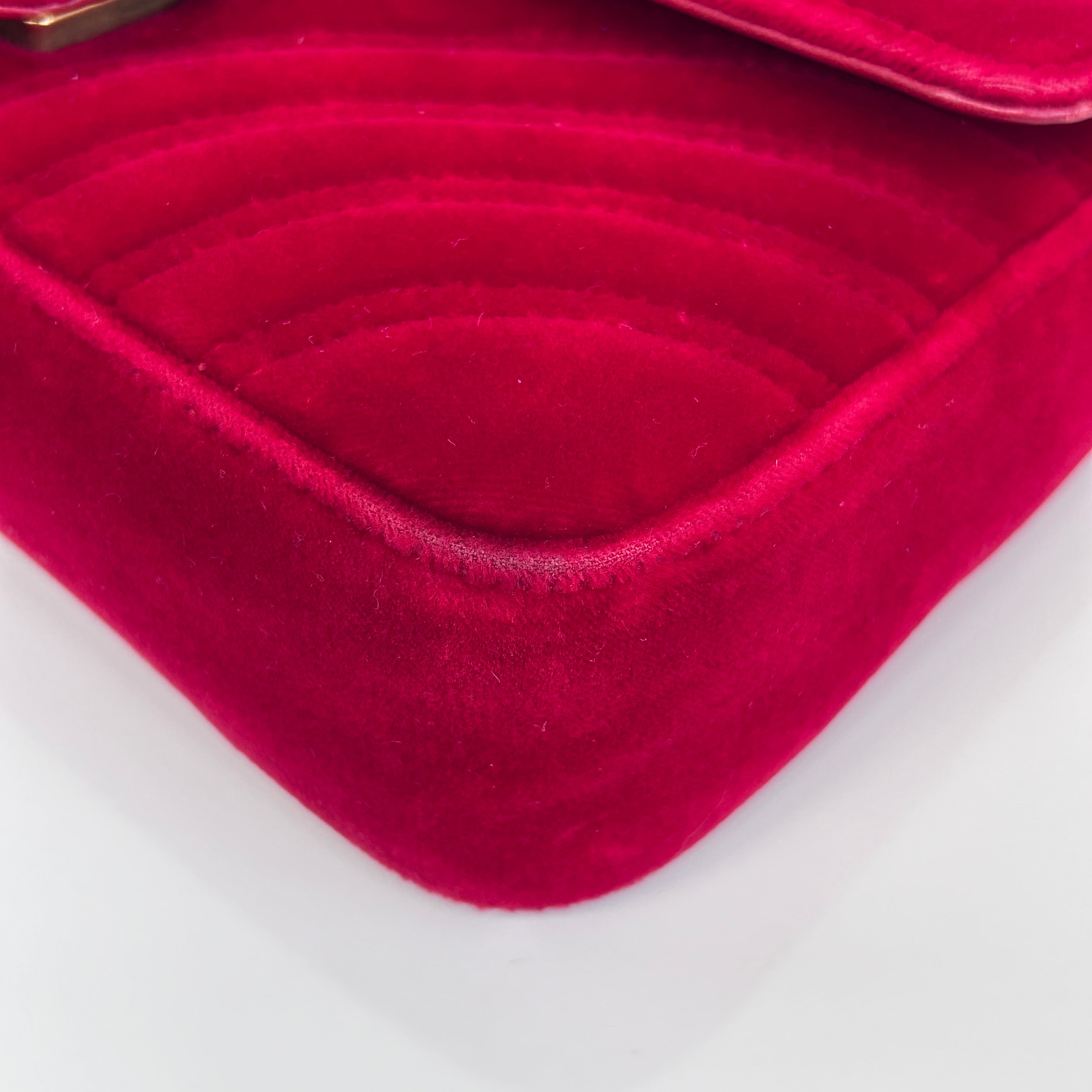 Red Velvet Matelasse Medium GG Marmont Bag w/GHW